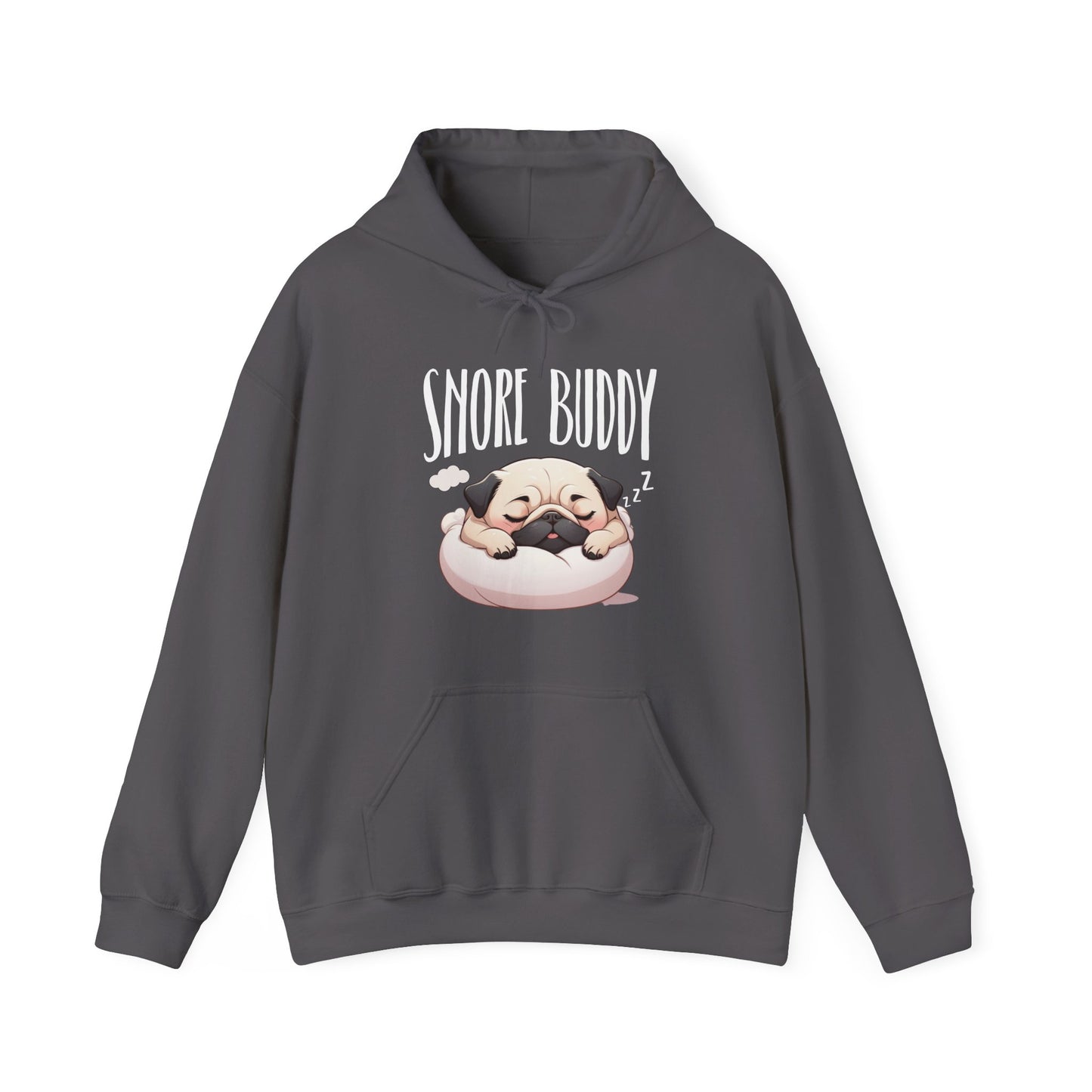 “Snore Buddy” Sleeping Pug Hoodie – Funny Dog Lover Gift, Cute Pet Parent Apparel, Cozy Pug Life Hoodie