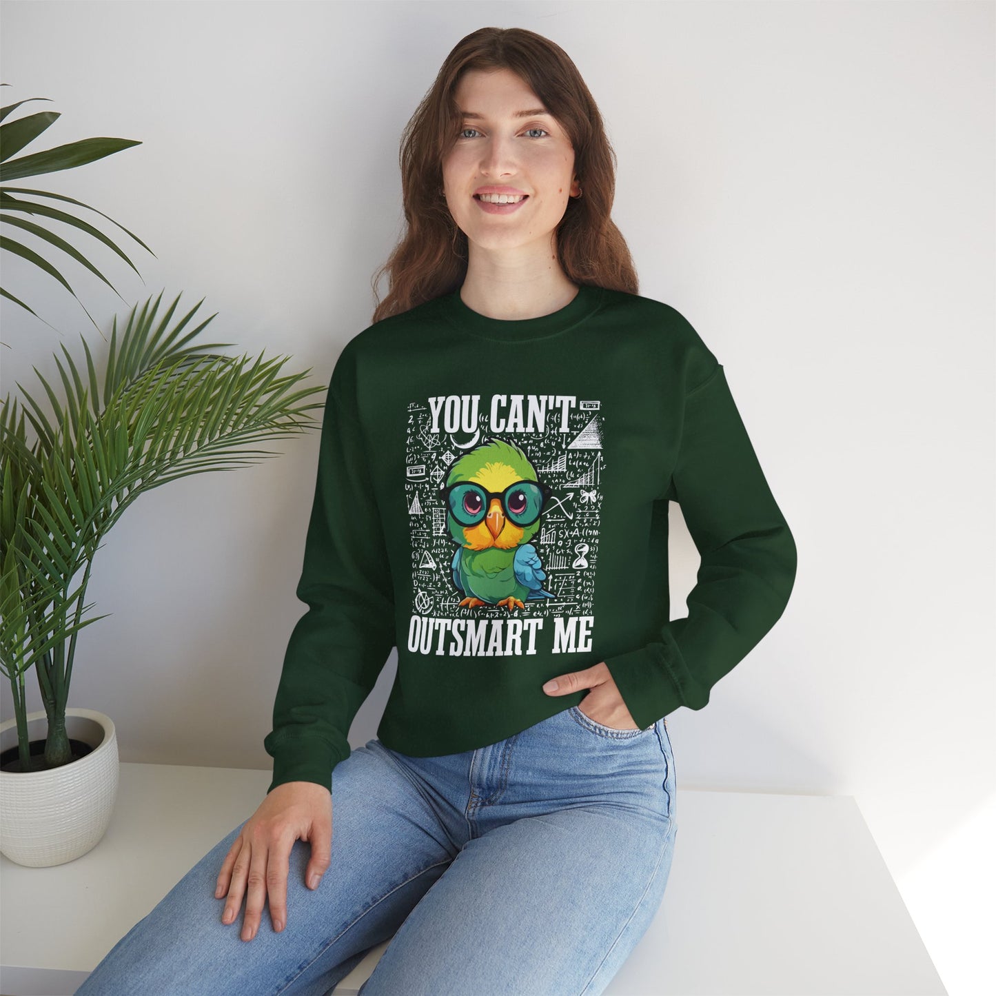“You Can’t Outsmart Me” Parrot Sweatshirt – Funny Smart Bird Lover Gift, Intelligent Parrot Apparel, Unique Pet Bird Sweater