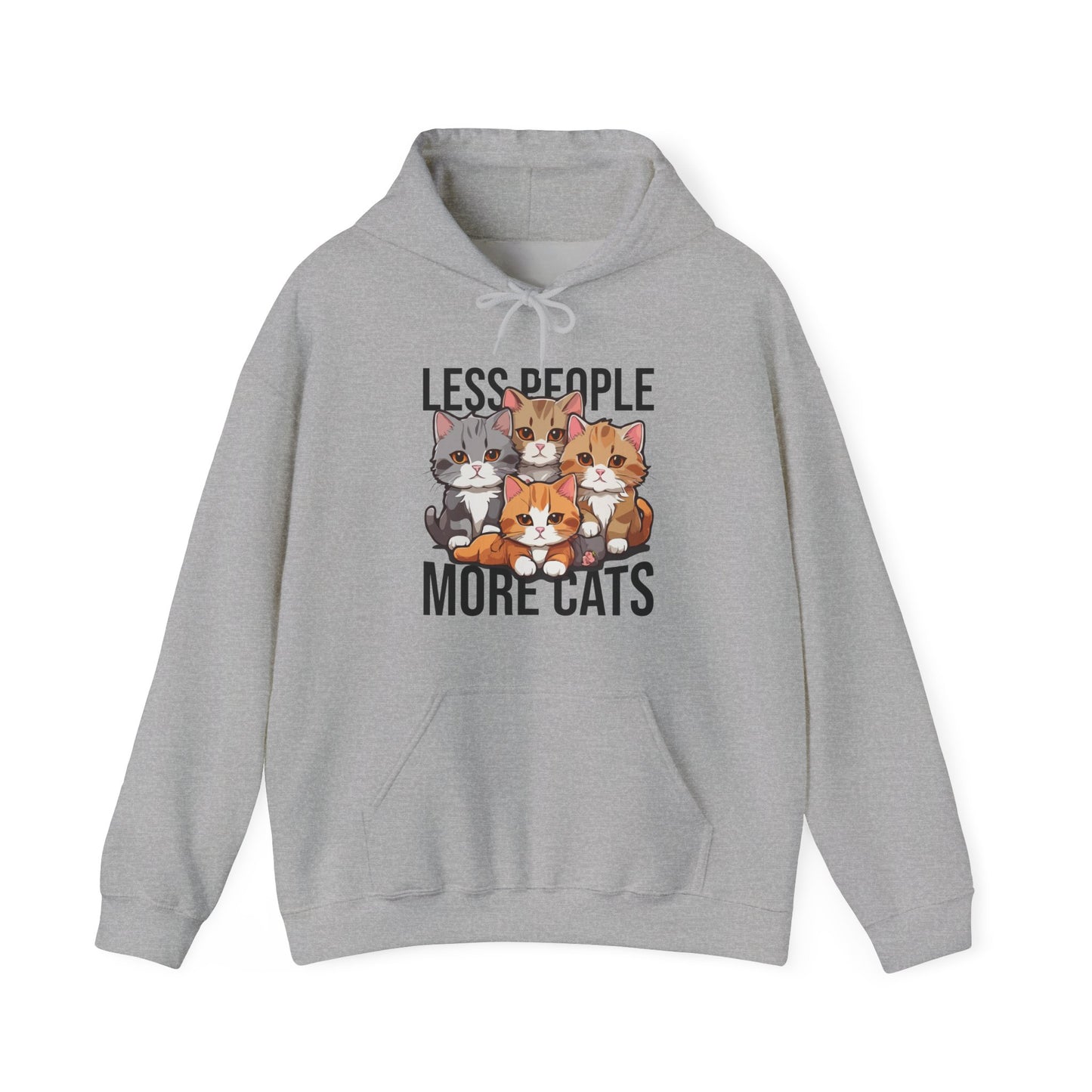 Less People More Cats Hoodie – Funny Cat Lover Gift for Introverts, Pet Parents & Anti-Social Cat Moms