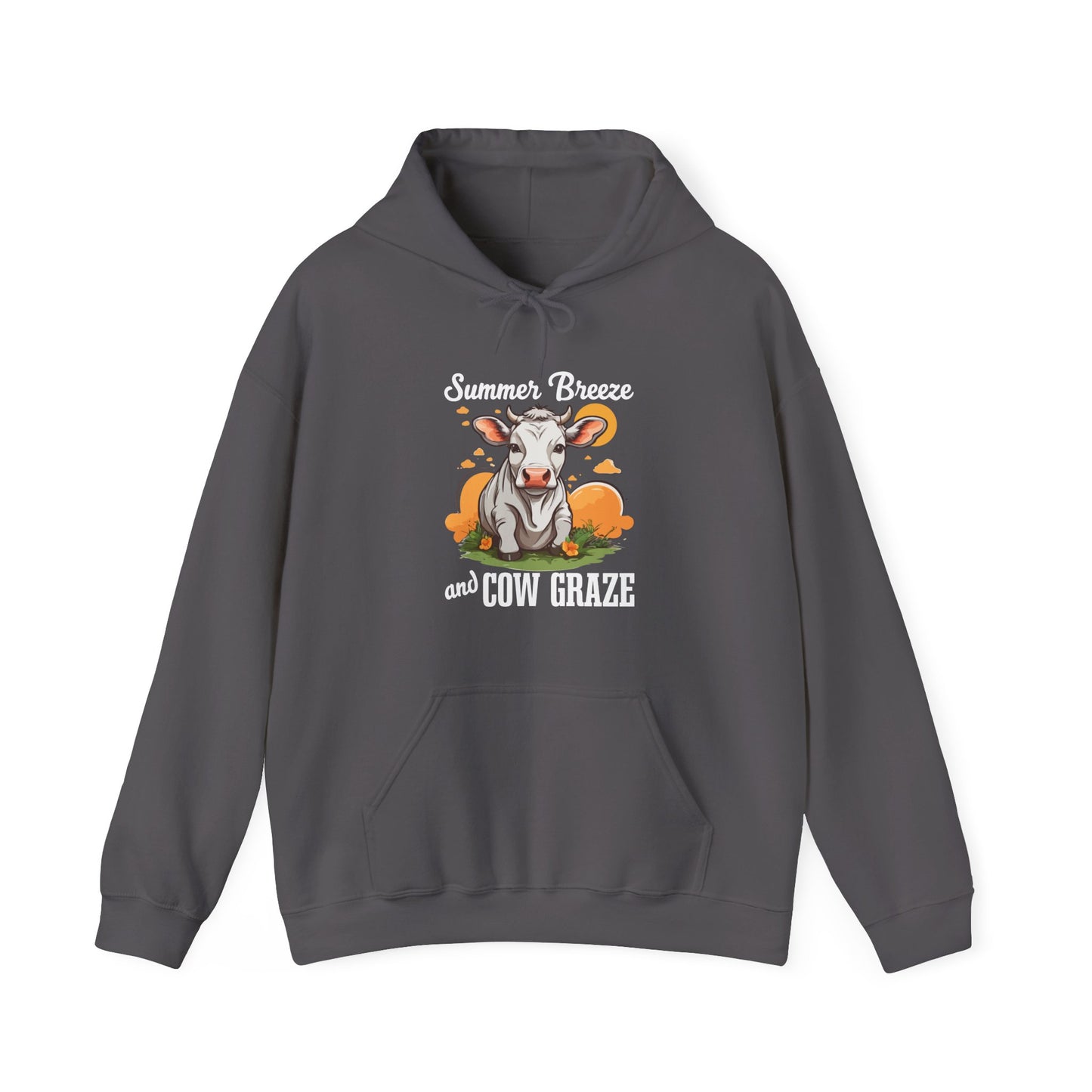 “Summer Breeze and Cow Graze” Hoodie – Farm Animal Lover Gift, Country Life Apparel, Cozy Cow Hoodie for Pet & Nature Lovers