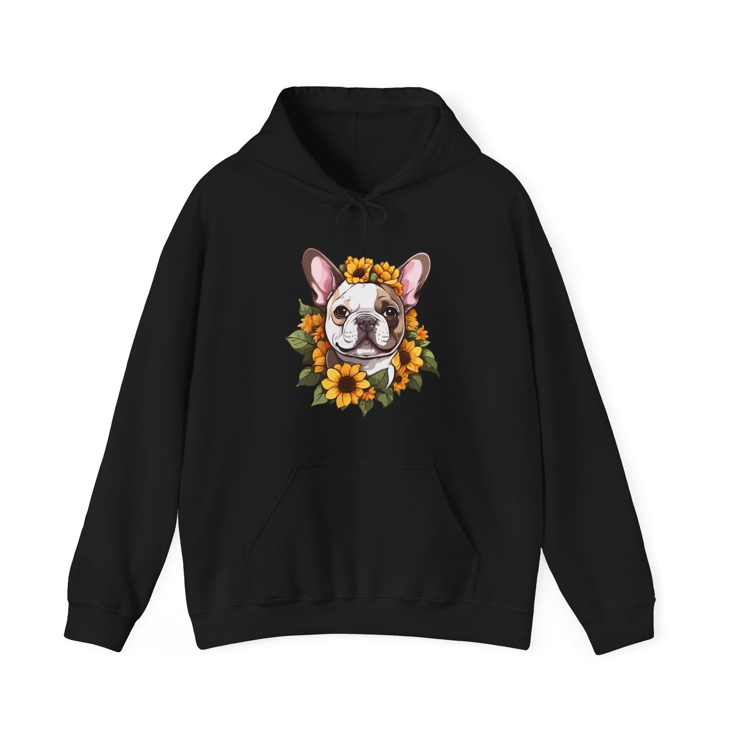 French Bulldog Sunflower Hoodie – Cute Bonjour Frenchie Pullover for Dog Lovers, Cozy Floral Gift for Pet Owners