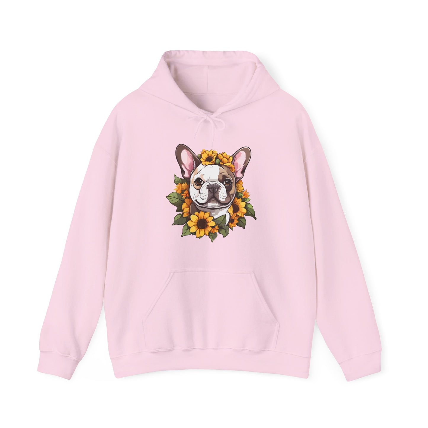 French Bulldog Sunflower Hoodie – Cute Bonjour Frenchie Pullover for Dog Lovers, Cozy Floral Gift for Pet Owners