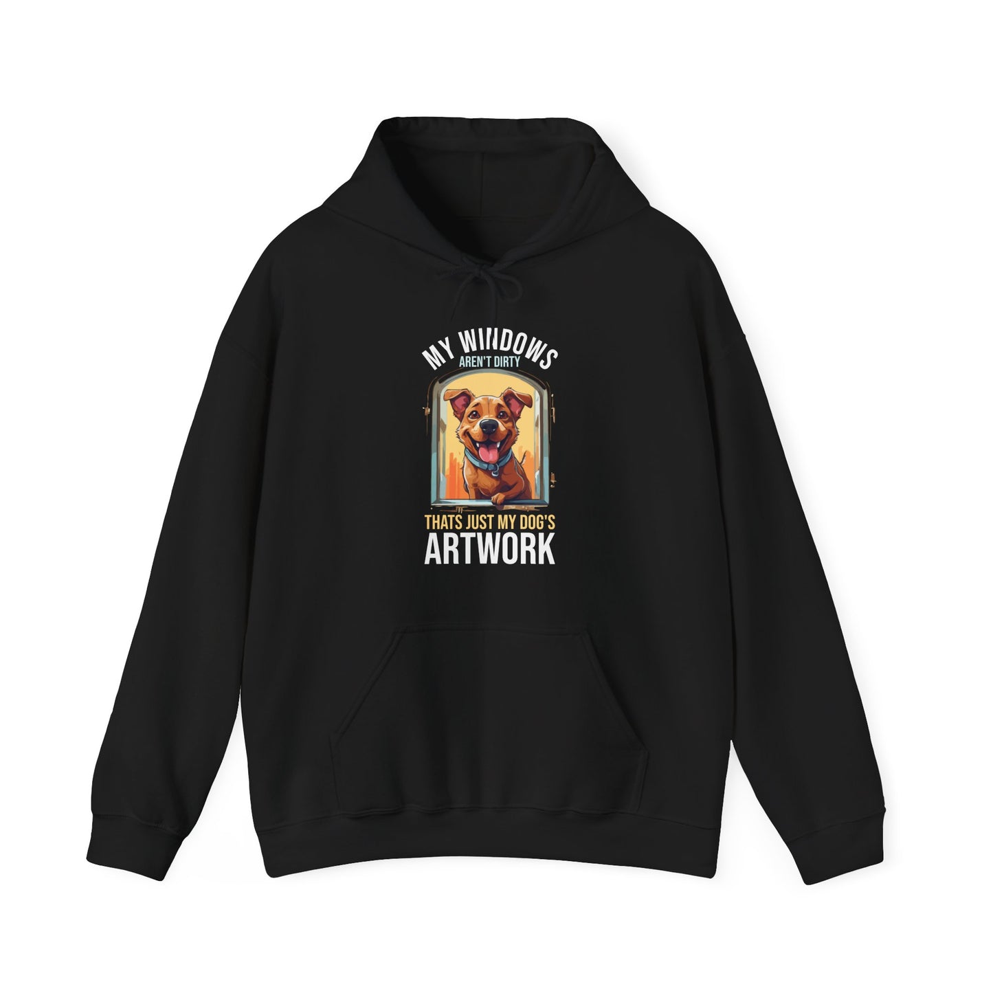 “My Windows Aren’t Dirty, That’s Just My Dog’s Artwork” Funny Dog Window Licker Hoodie – Cute Unisex Gift for Pet Parents & Dog Lovers