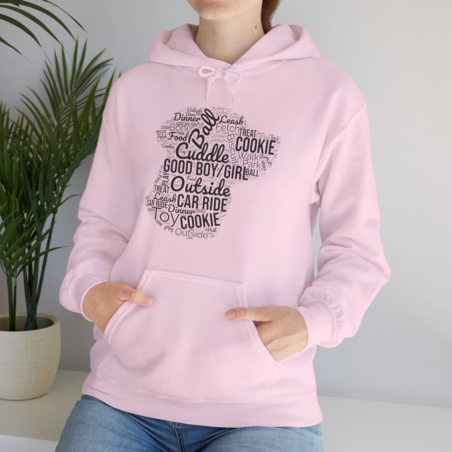 Dog’s Favorite Words Hoodie – Funny Word Cloud Pullover for Dog Lovers, Cute Pet Owner Gift, Cozy Unisex Dog Hoodie