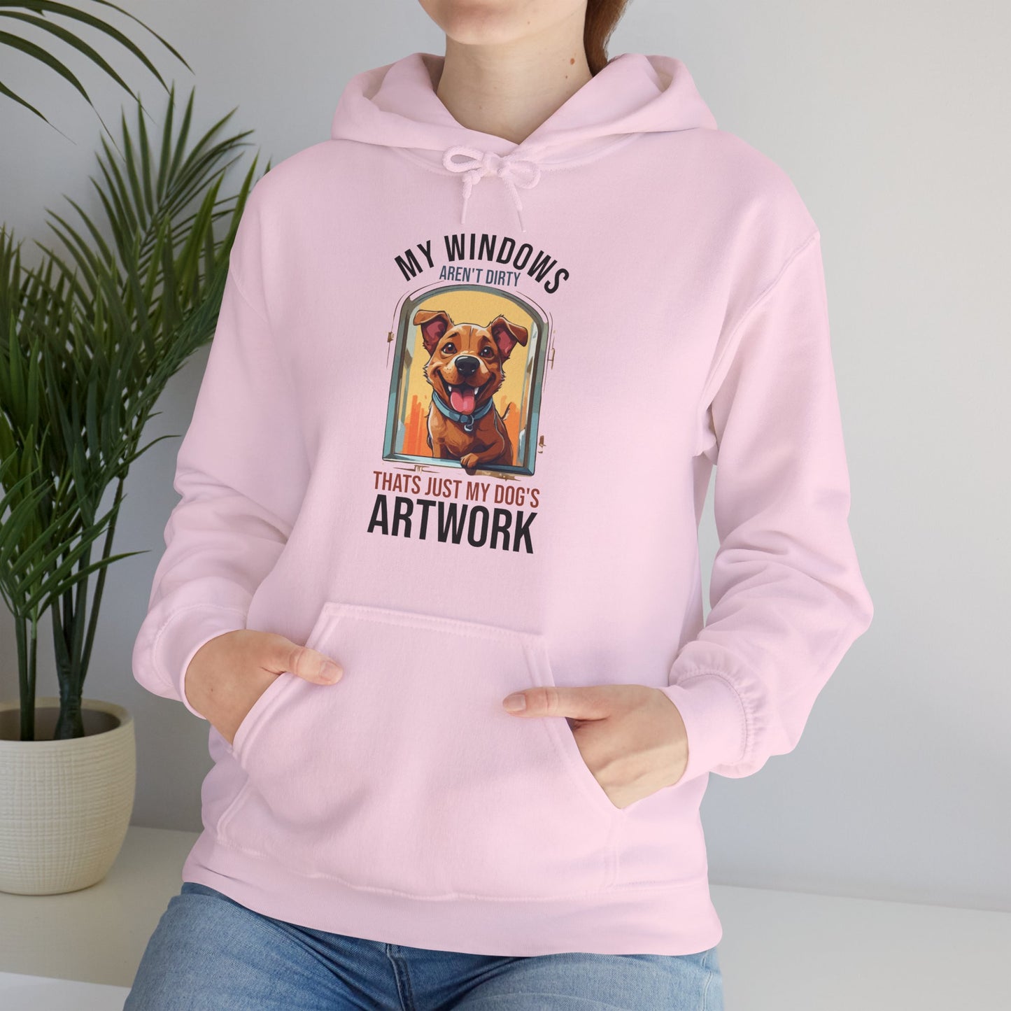 “My Windows Aren’t Dirty, That’s Just My Dog’s Artwork” Funny Dog Window Licker Hoodie – Cute Unisex Gift for Pet Parents & Dog Lovers