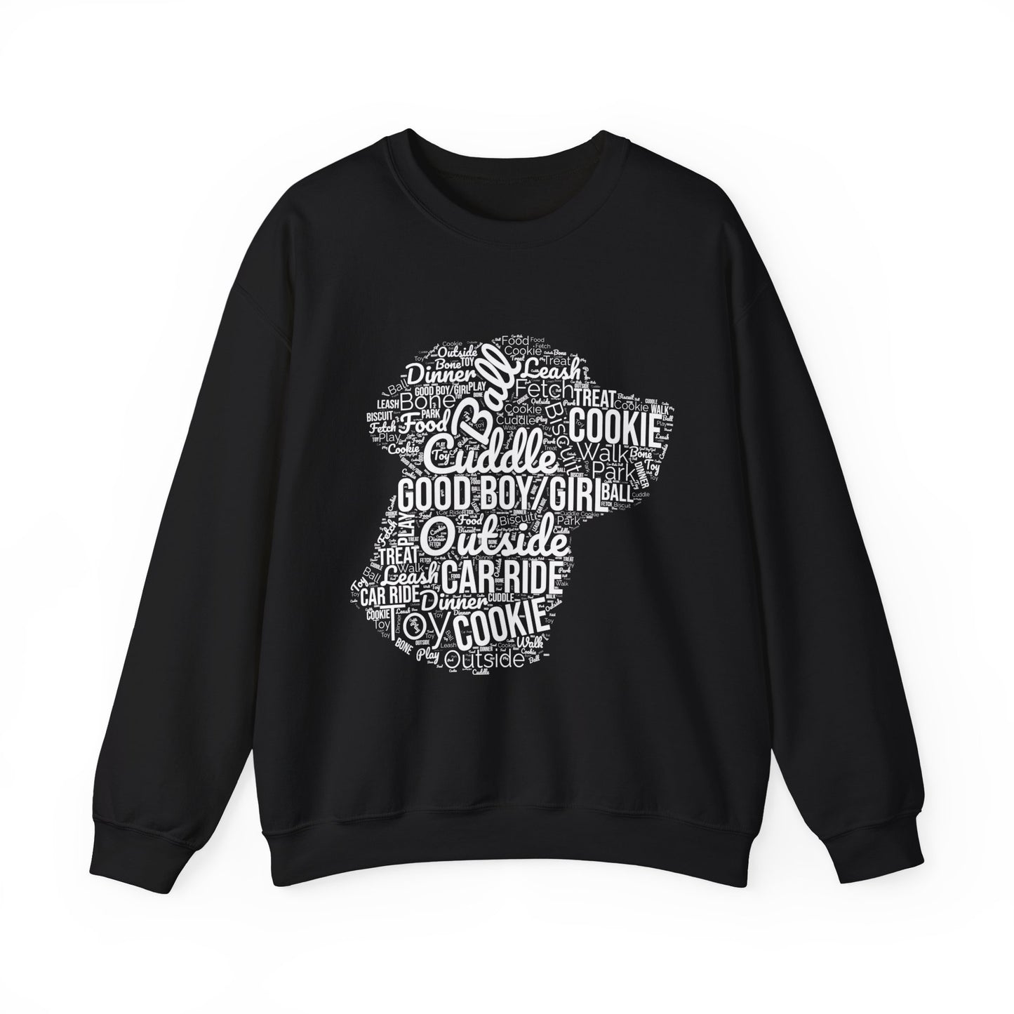 Dog Word Cloud Sweatshirt – Funny Pullover for Dog Lovers, Cozy Unisex Crewneck, Perfect Gift for Pet Owners