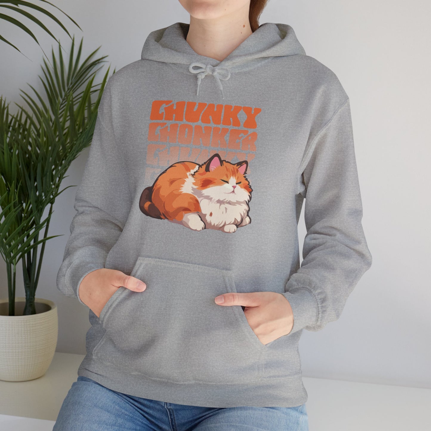 Chunky Chonker Lazy Tabby Orange Cat Hoodie, Perfect Gift for Petlovers and Furparents