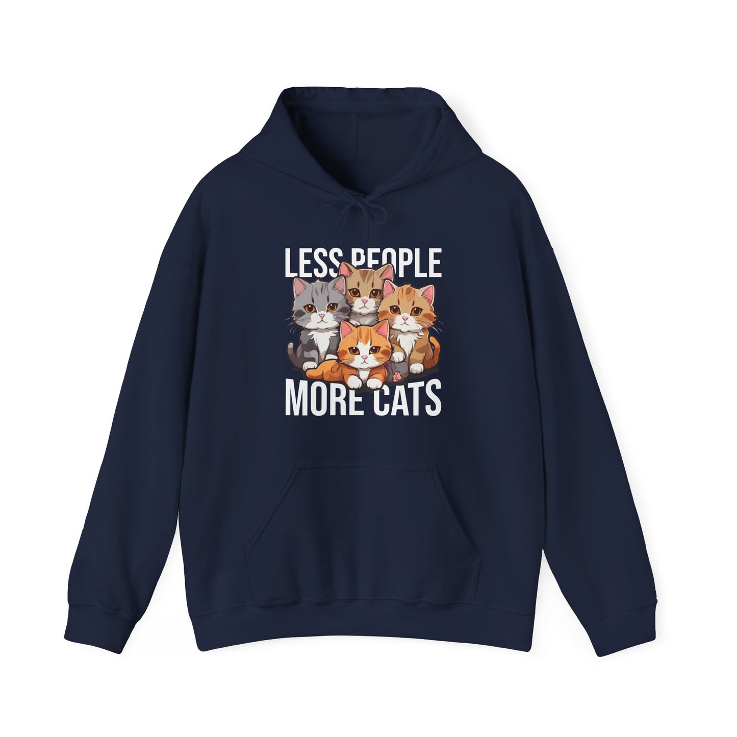 Less People More Cats Hoodie – Funny Cat Lover Gift for Introverts, Pet Parents & Anti-Social Cat Moms