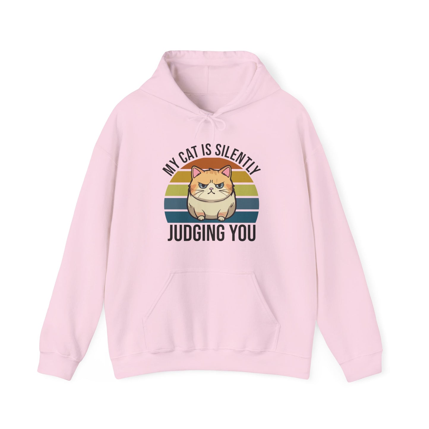 “My Cat Is Silently Judging You” Funny Cat Lover Hoodie – Snarky Unisex Pullover Gift for Pet Parents, Introverts & Feline Fans