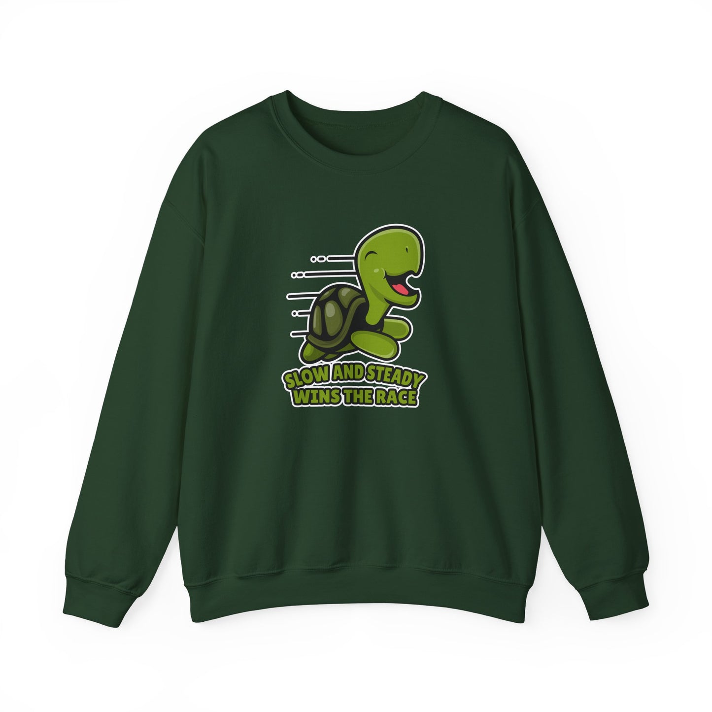 “Slow and Steady Wins the Race” Turtle Sweatshirt – Inspirational Animal Lover Gift, Motivational Pet Parent Apparel, Cozy Turtle Sweater