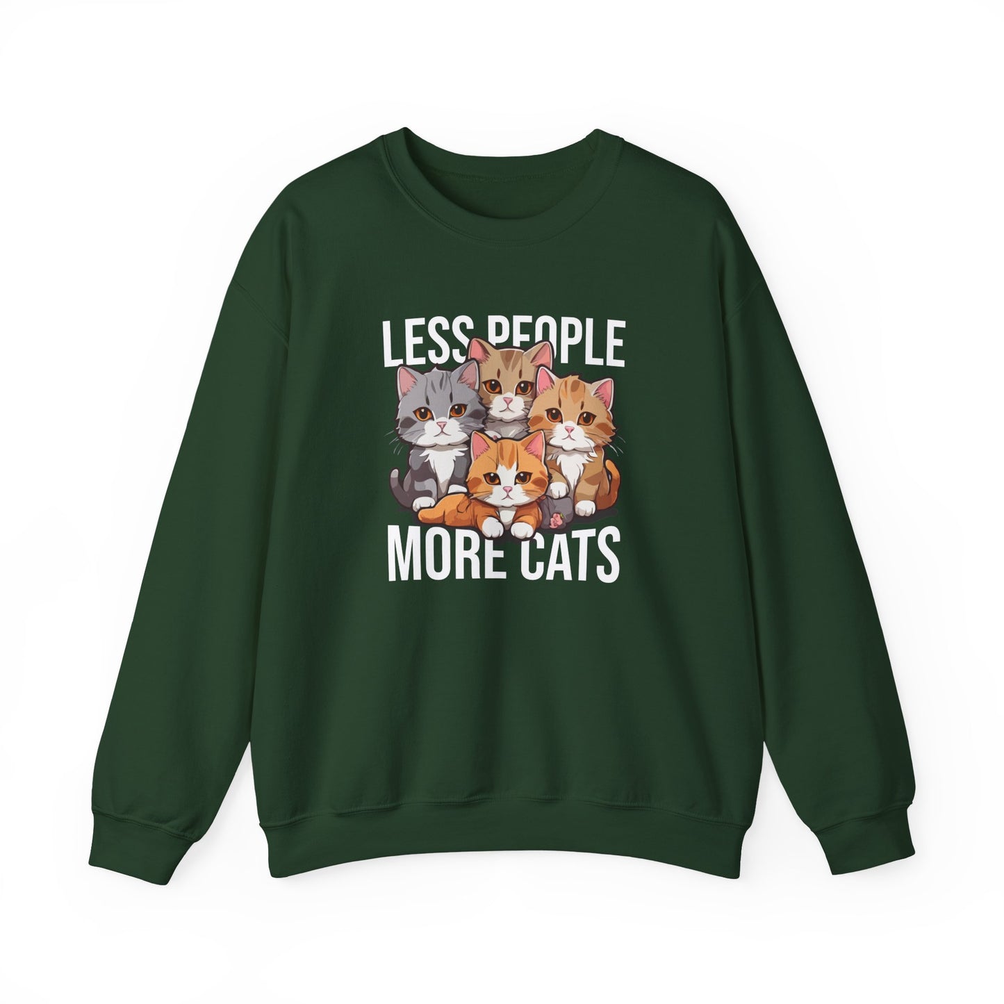 Less People More Cats Sweatshirt – Funny Cat Lover Gift for Introverts, Pet Parents & Anti-Social Cat Moms