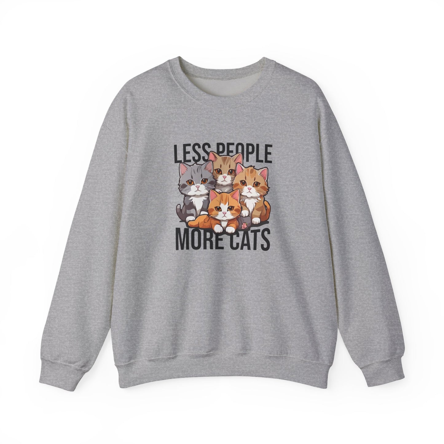 Less People More Cats Sweatshirt – Funny Cat Lover Gift for Introverts, Pet Parents & Anti-Social Cat Moms