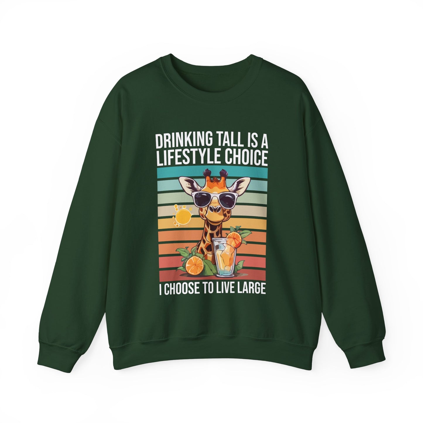 “Drinking Tall Is a Lifestyle Choice” Giraffe Sweatshirt – Funny Summer Citrus Graphic for Animal Lovers with Big Personality