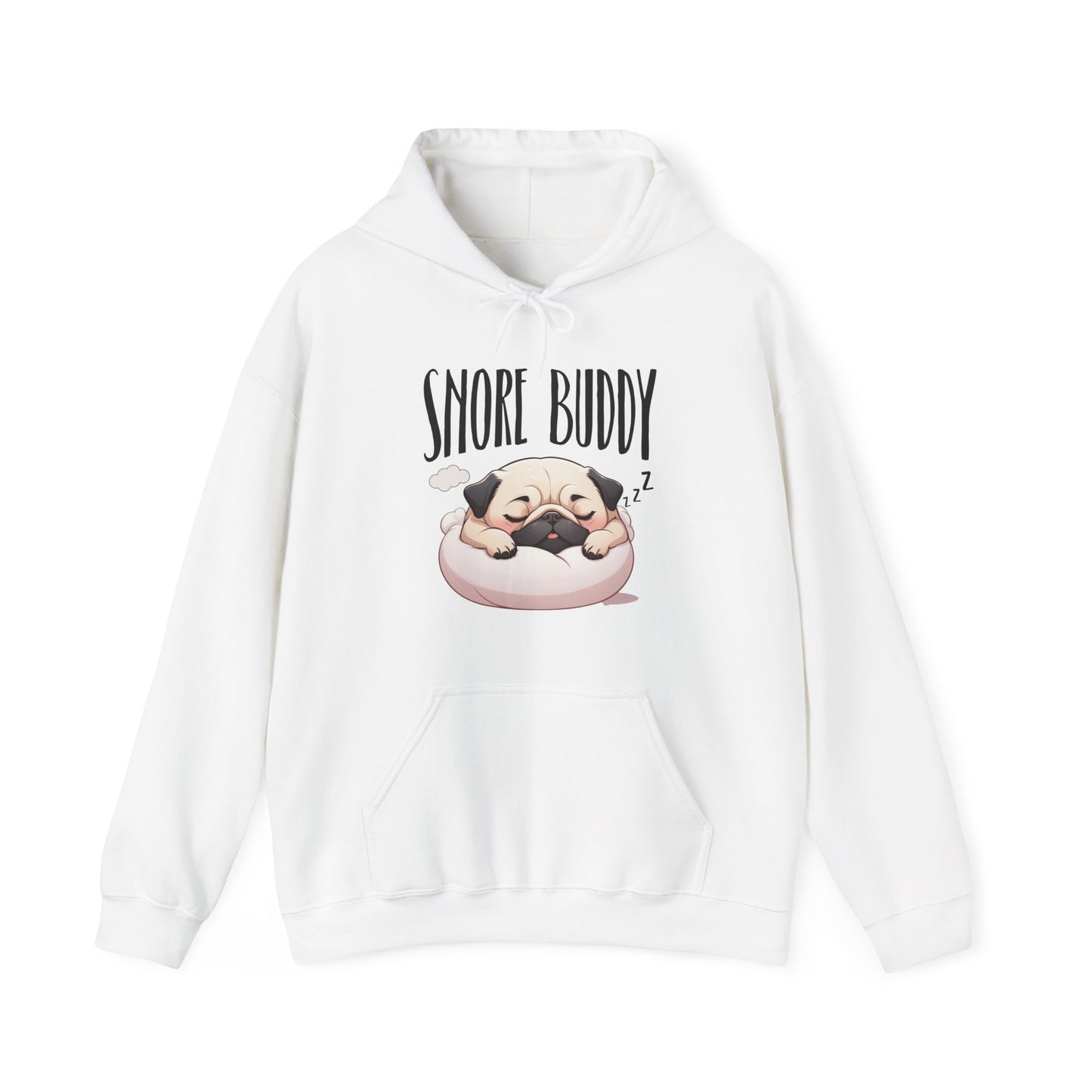 “Snore Buddy” Sleeping Pug Hoodie – Funny Dog Lover Gift, Cute Pet Parent Apparel, Cozy Pug Life Hoodie