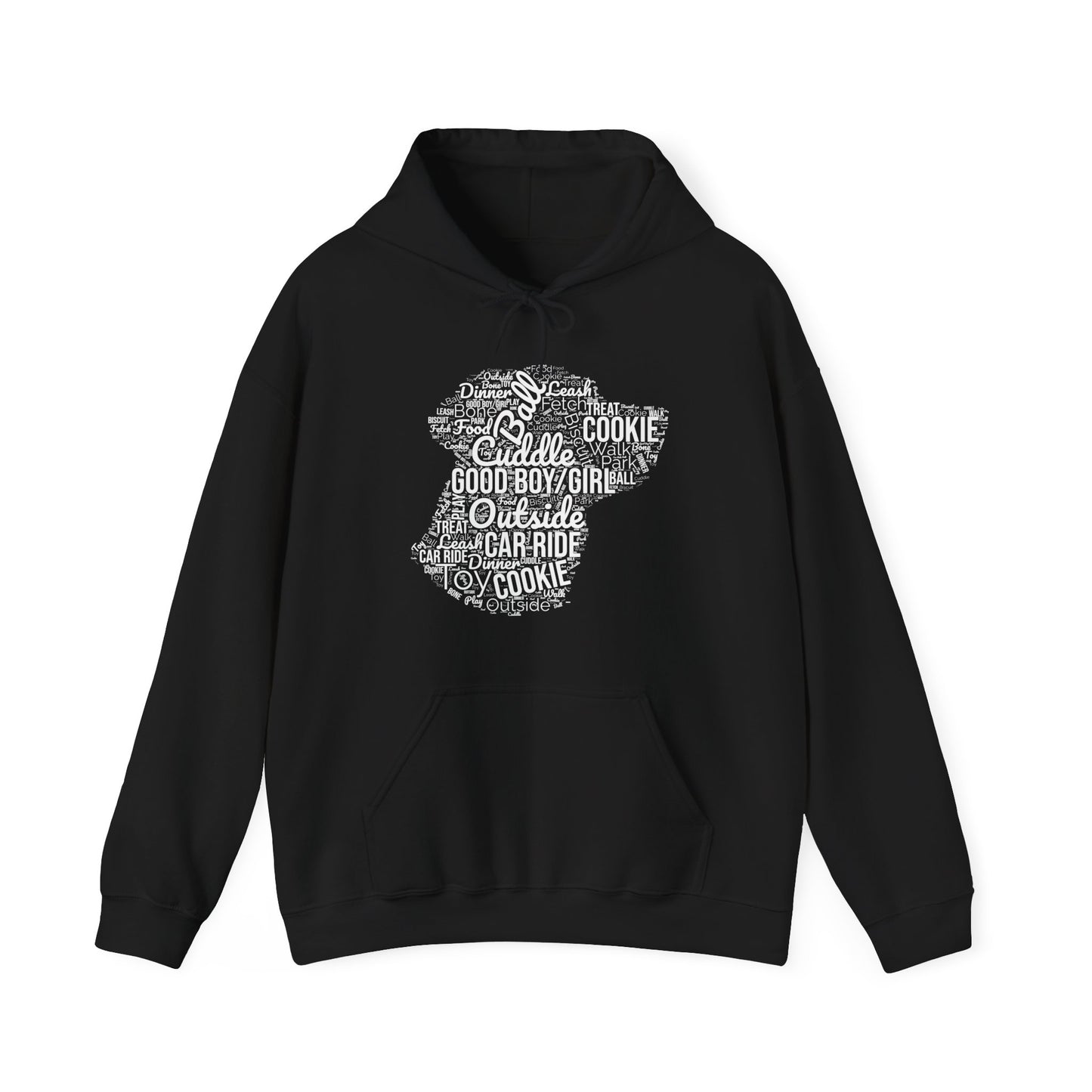 Dog’s Favorite Words Hoodie – Funny Word Cloud Pullover for Dog Lovers, Cute Pet Owner Gift, Cozy Unisex Dog Hoodie