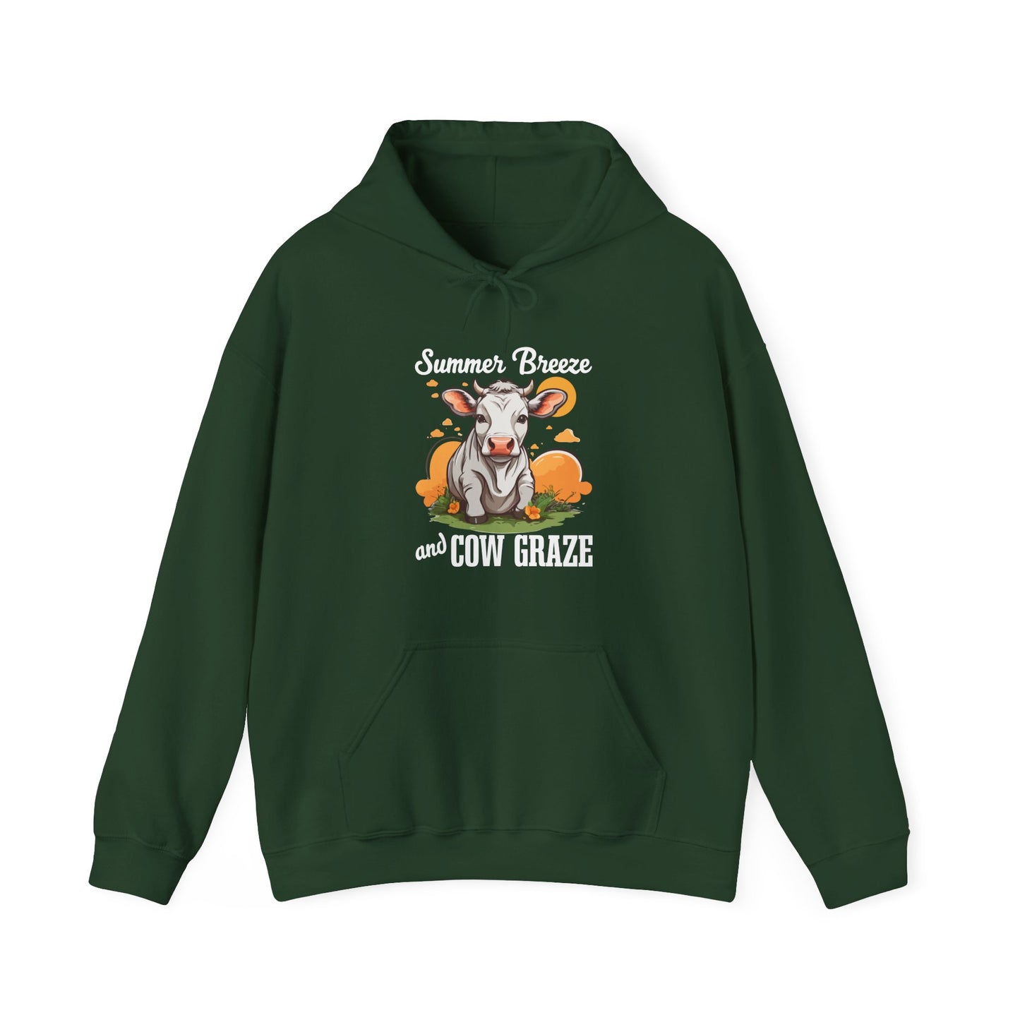 “Summer Breeze and Cow Graze” Hoodie – Farm Animal Lover Gift, Country Life Apparel, Cozy Cow Hoodie for Pet & Nature Lovers