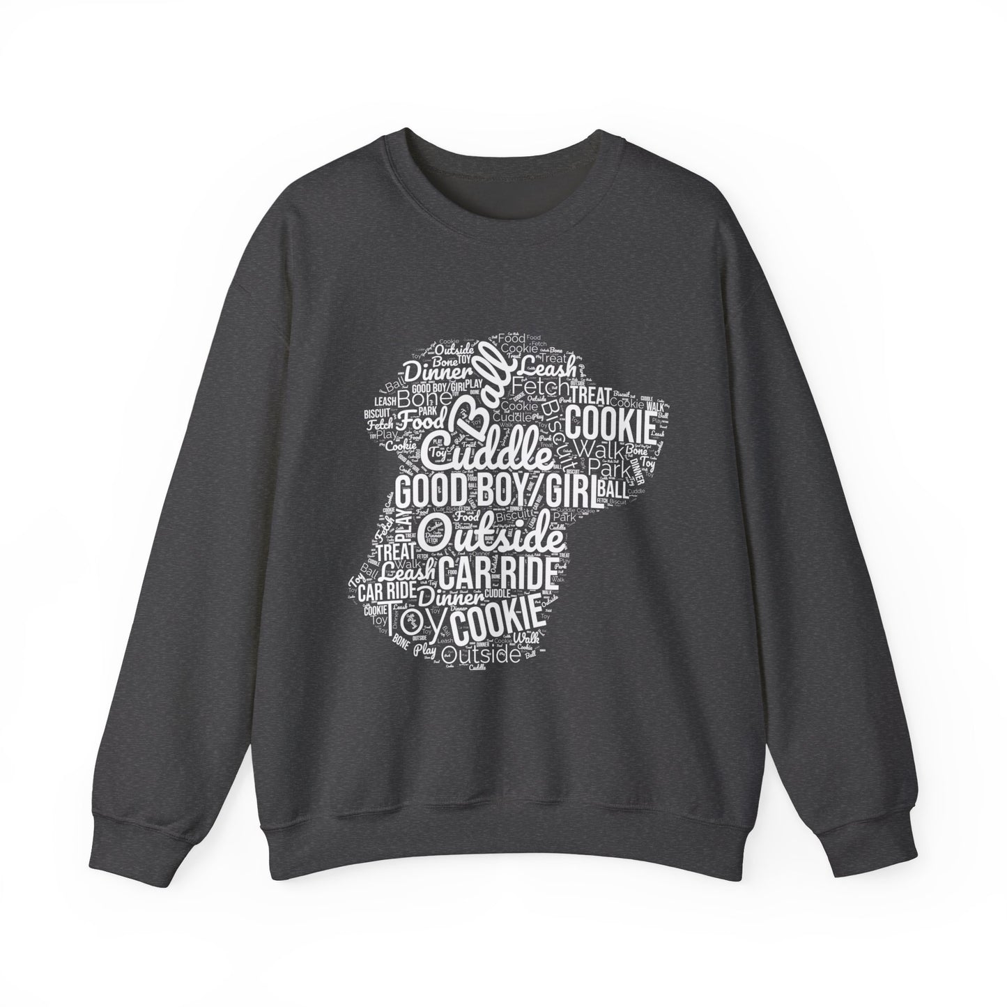 Dog Word Cloud Sweatshirt – Funny Pullover for Dog Lovers, Cozy Unisex Crewneck, Perfect Gift for Pet Owners