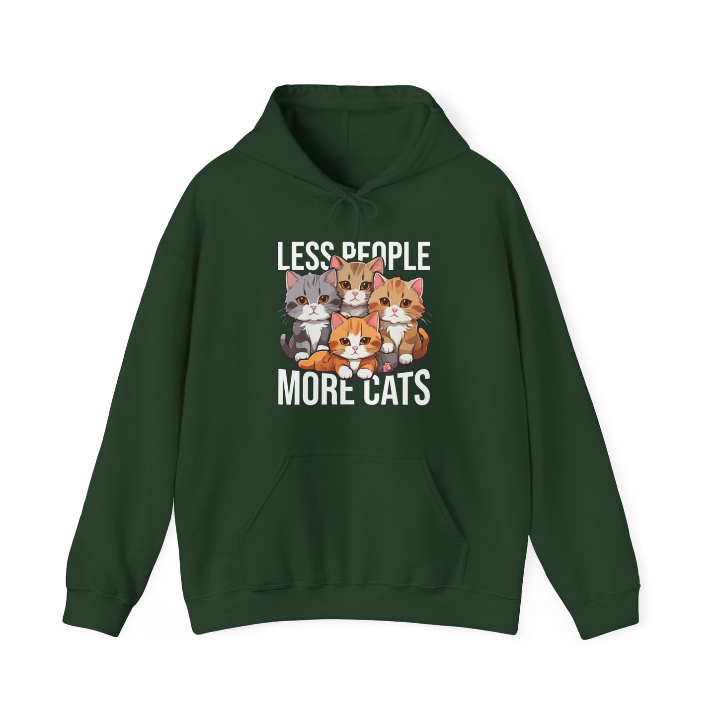 Less People More Cats Hoodie – Funny Cat Lover Gift for Introverts, Pet Parents & Anti-Social Cat Moms