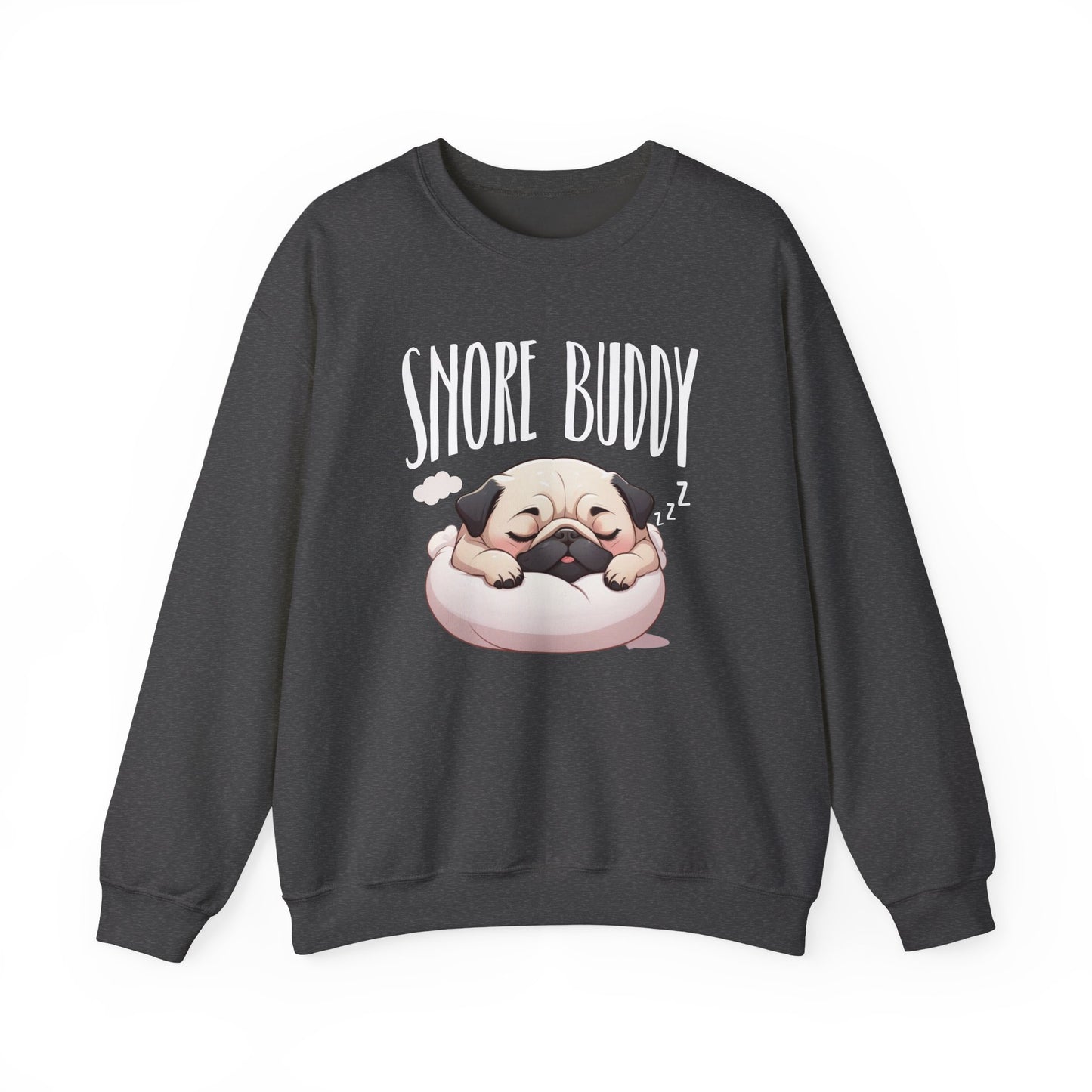 “Snore Buddy” Sleeping Pug Sweatshirt – Funny Dog Lover Gift, Cute Pet Parent Apparel, Cozy Pug Life Sweater