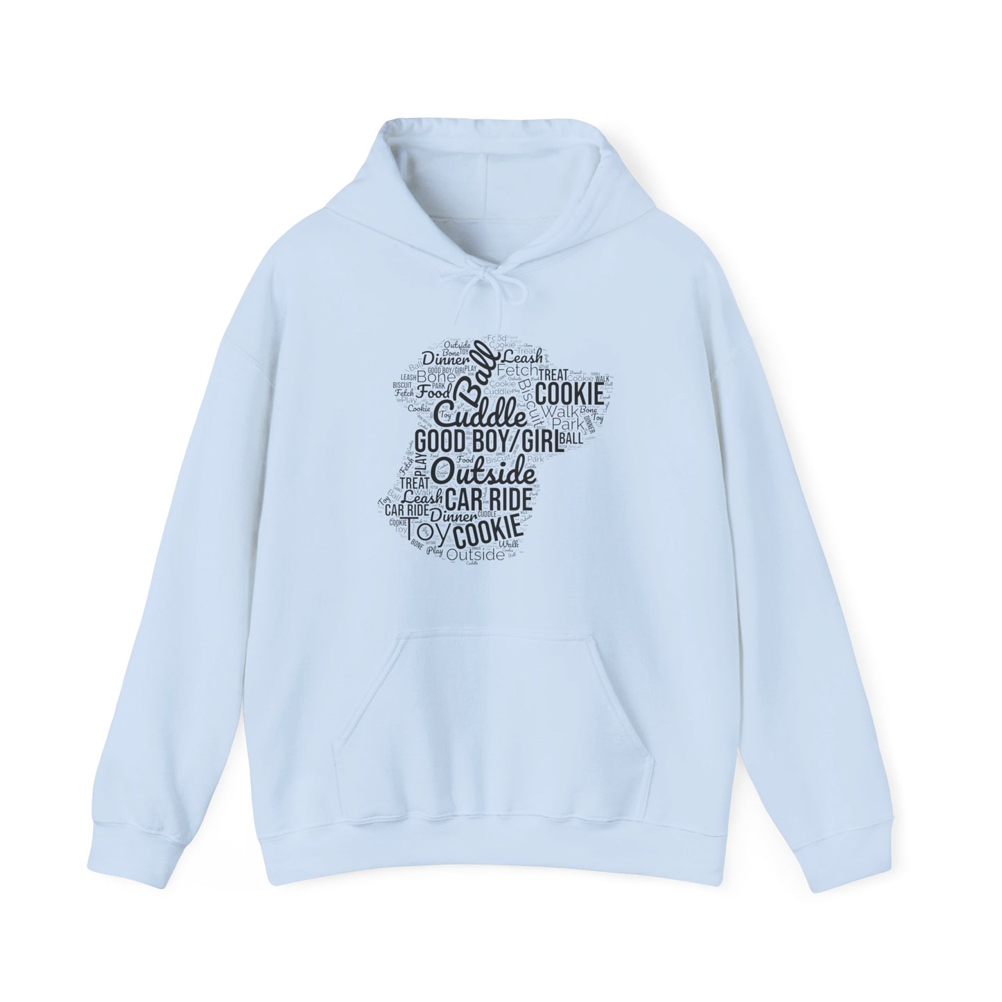 Dog’s Favorite Words Hoodie – Funny Word Cloud Pullover for Dog Lovers, Cute Pet Owner Gift, Cozy Unisex Dog Hoodie