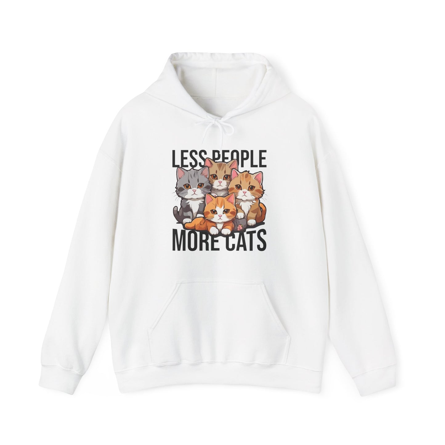 Less People More Cats Hoodie – Funny Cat Lover Gift for Introverts, Pet Parents & Anti-Social Cat Moms