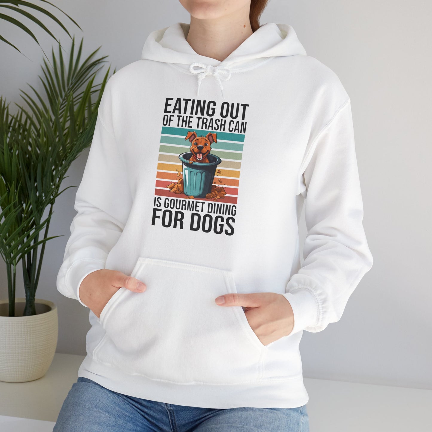 Trash Can Gourmet Dog Hoodie – Funny Dog Graphic Tee for Pet Lovers, Cozy Furparent Unisex Pullover Gift