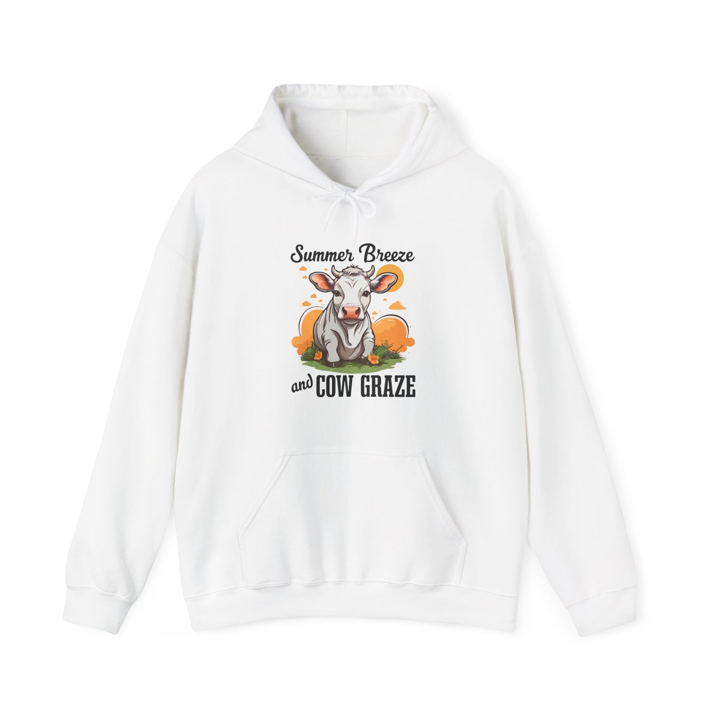 “Summer Breeze and Cow Graze” Hoodie – Farm Animal Lover Gift, Country Life Apparel, Cozy Cow Hoodie for Pet & Nature Lovers
