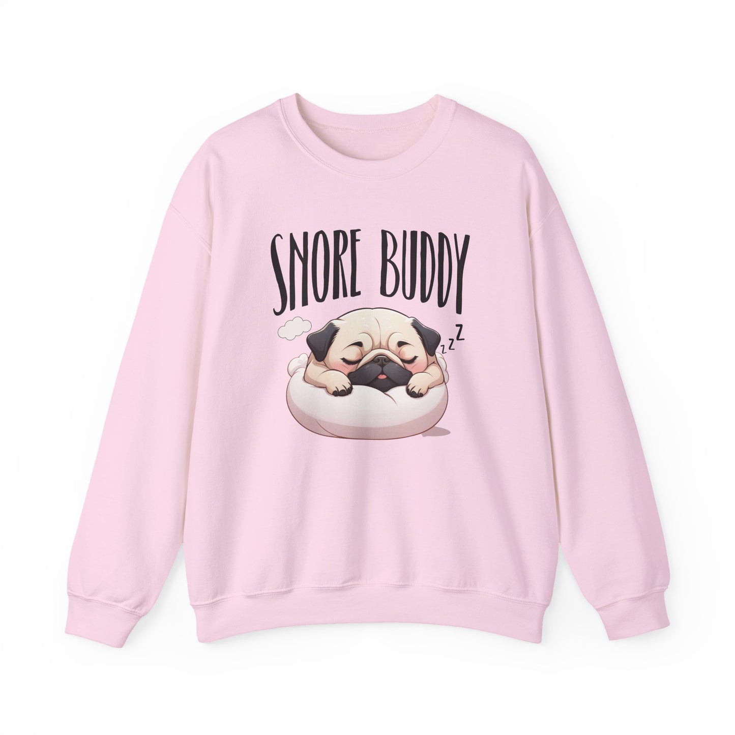 “Snore Buddy” Sleeping Pug Sweatshirt – Funny Dog Lover Gift, Cute Pet Parent Apparel, Cozy Pug Life Sweater