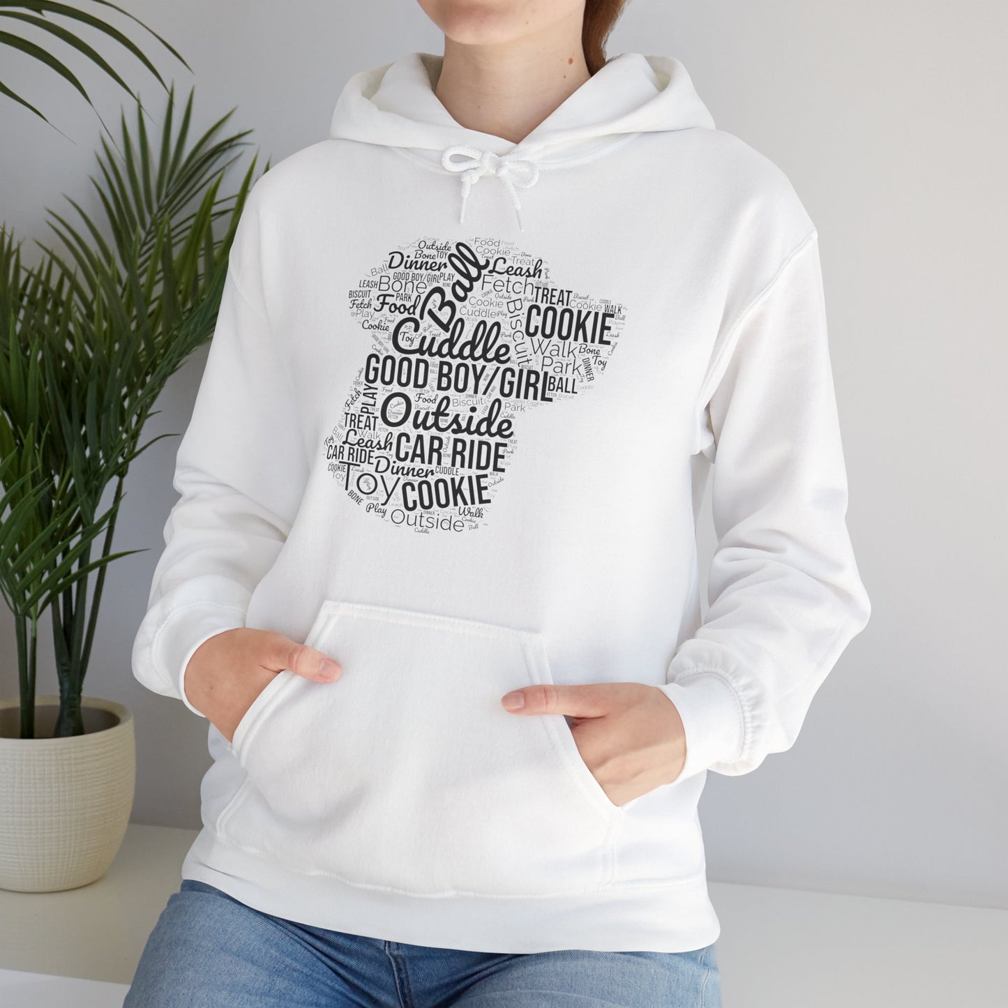Dog’s Favorite Words Hoodie – Funny Word Cloud Pullover for Dog Lovers, Cute Pet Owner Gift, Cozy Unisex Dog Hoodie