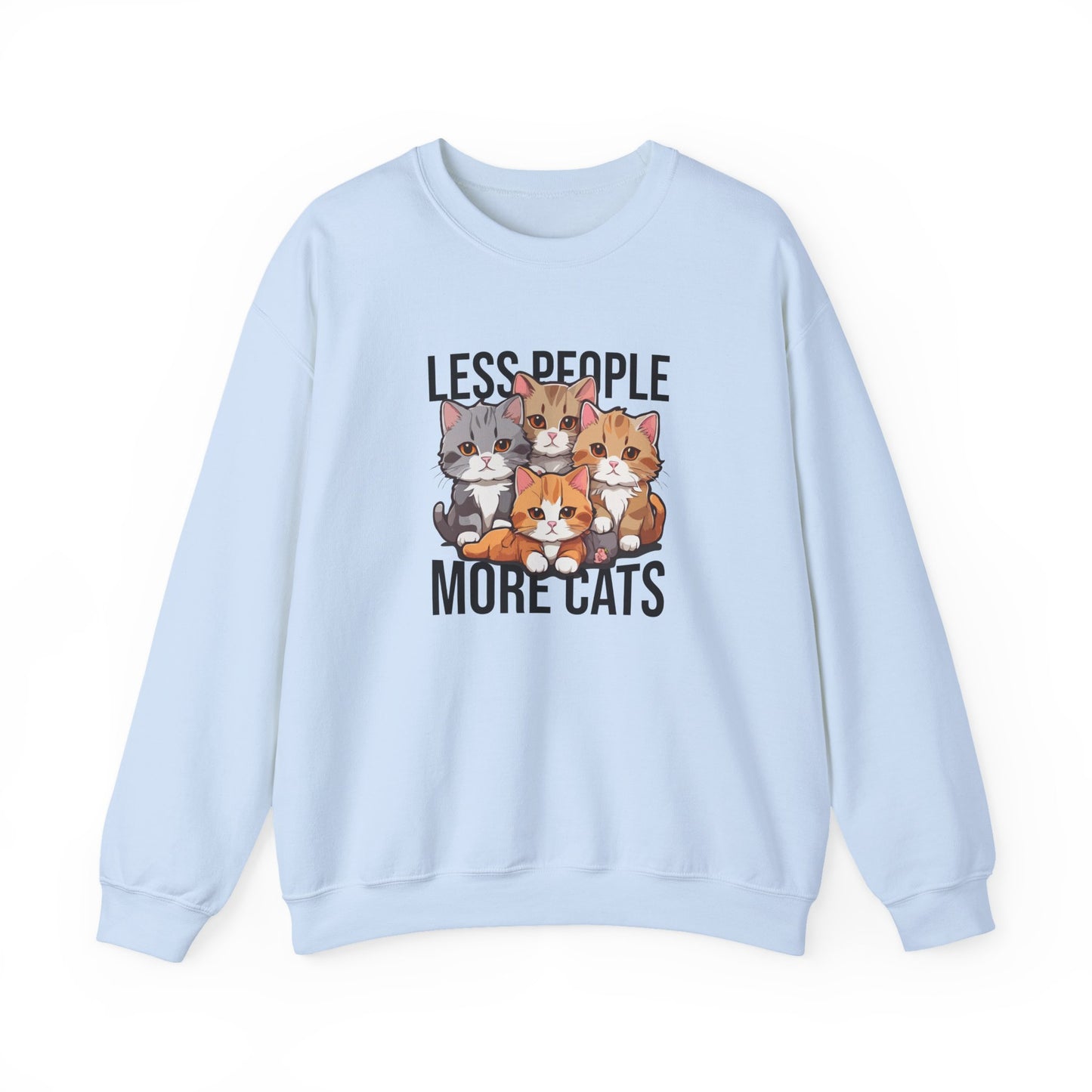 Less People More Cats Sweatshirt – Funny Cat Lover Gift for Introverts, Pet Parents & Anti-Social Cat Moms