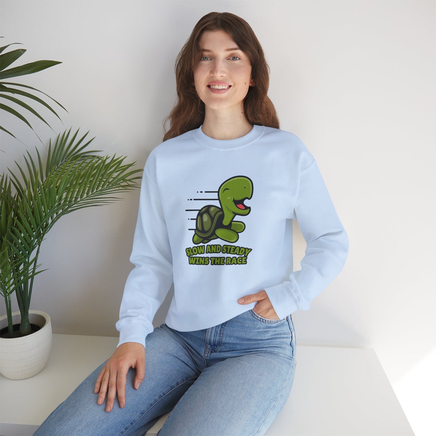 “Slow and Steady Wins the Race” Turtle Sweatshirt – Inspirational Animal Lover Gift, Motivational Pet Parent Apparel, Cozy Turtle Sweater