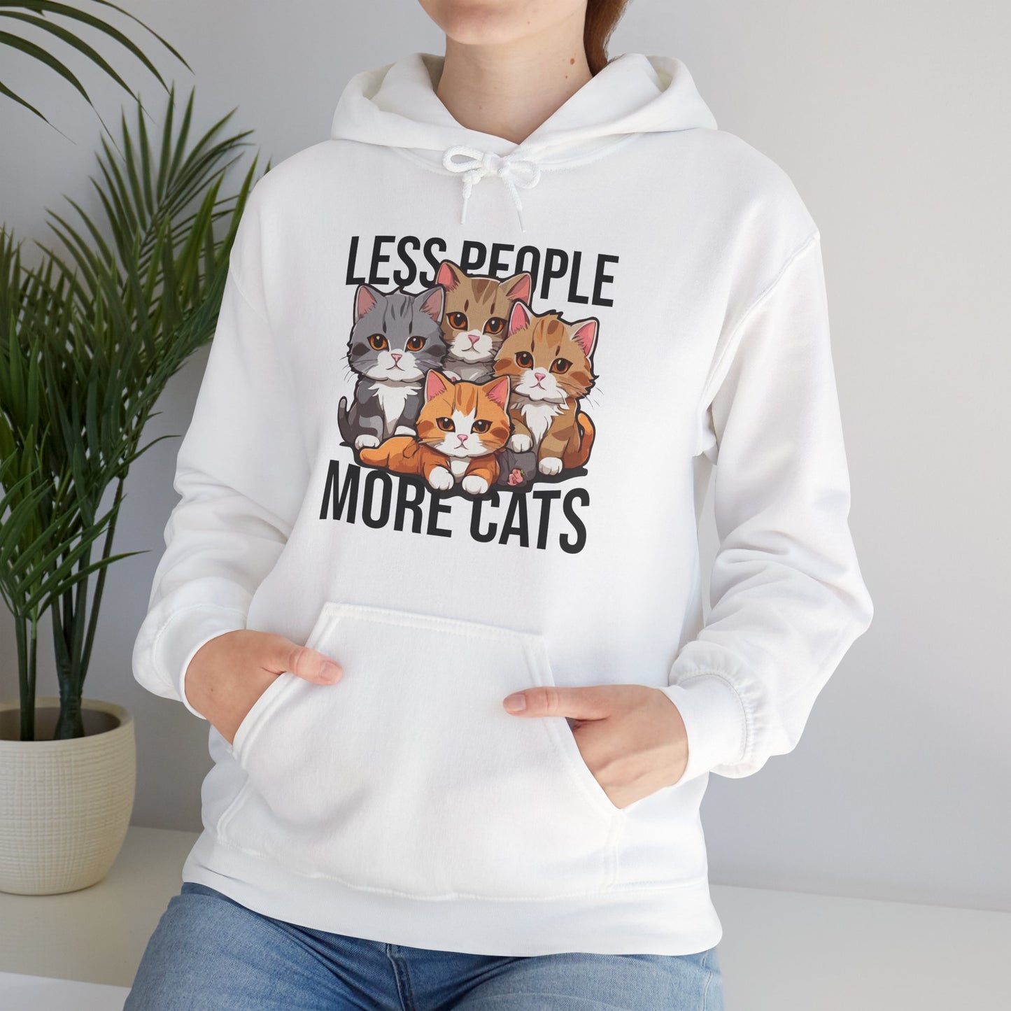 Less People More Cats Hoodie – Funny Cat Lover Gift for Introverts, Pet Parents & Anti-Social Cat Moms