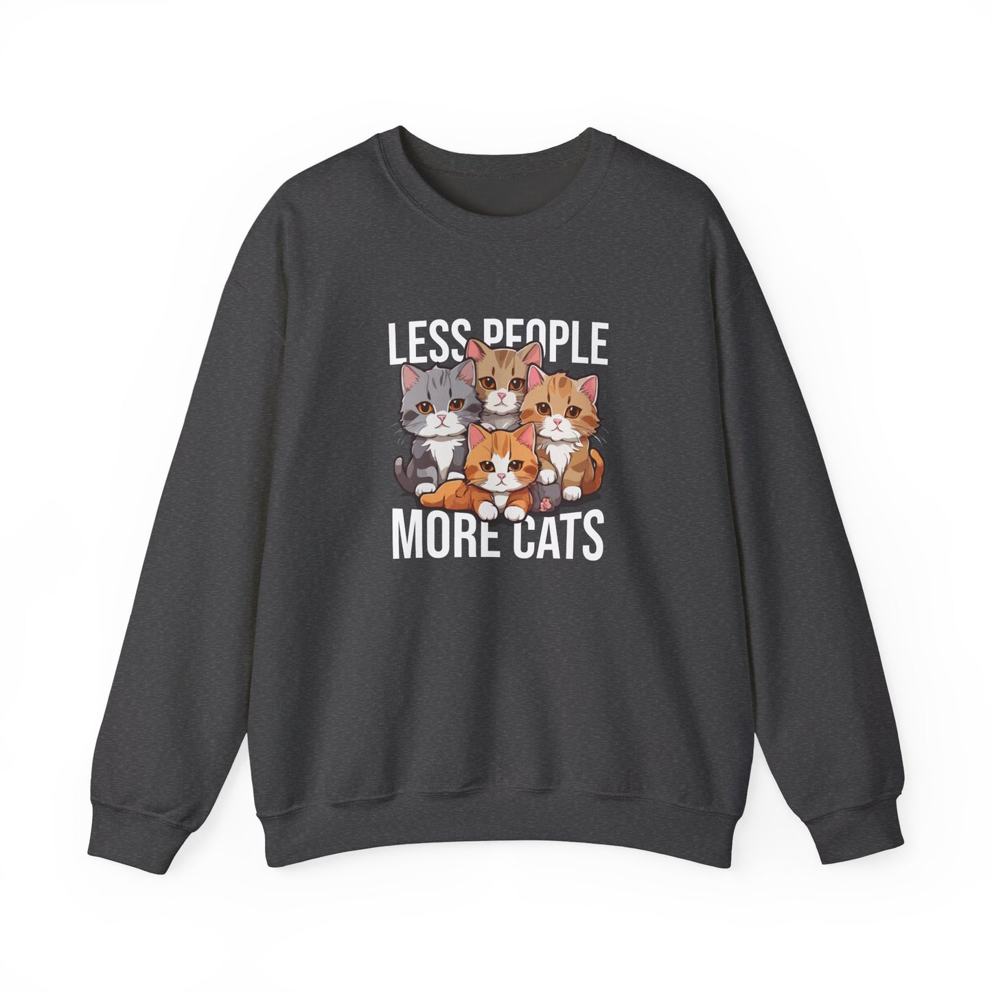 Less People More Cats Sweatshirt – Funny Cat Lover Gift for Introverts, Pet Parents & Anti-Social Cat Moms