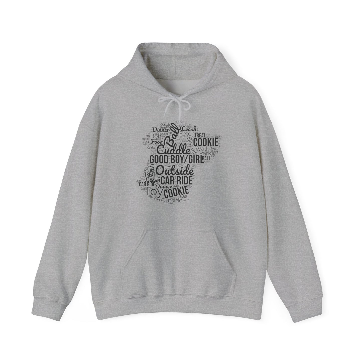 Dog’s Favorite Words Hoodie – Funny Word Cloud Pullover for Dog Lovers, Cute Pet Owner Gift, Cozy Unisex Dog Hoodie
