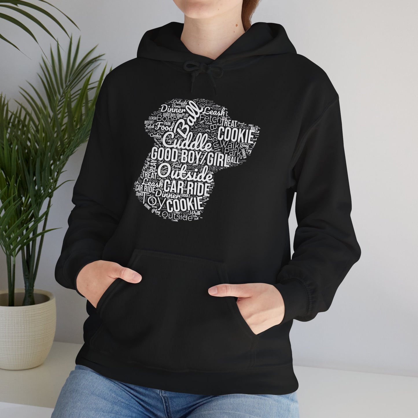 Dog’s Favorite Words Hoodie – Funny Word Cloud Pullover for Dog Lovers, Cute Pet Owner Gift, Cozy Unisex Dog Hoodie