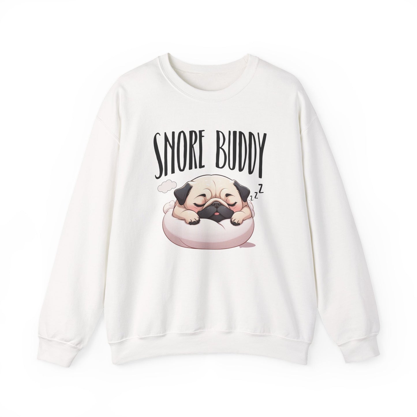 “Snore Buddy” Sleeping Pug Sweatshirt – Funny Dog Lover Gift, Cute Pet Parent Apparel, Cozy Pug Life Sweater