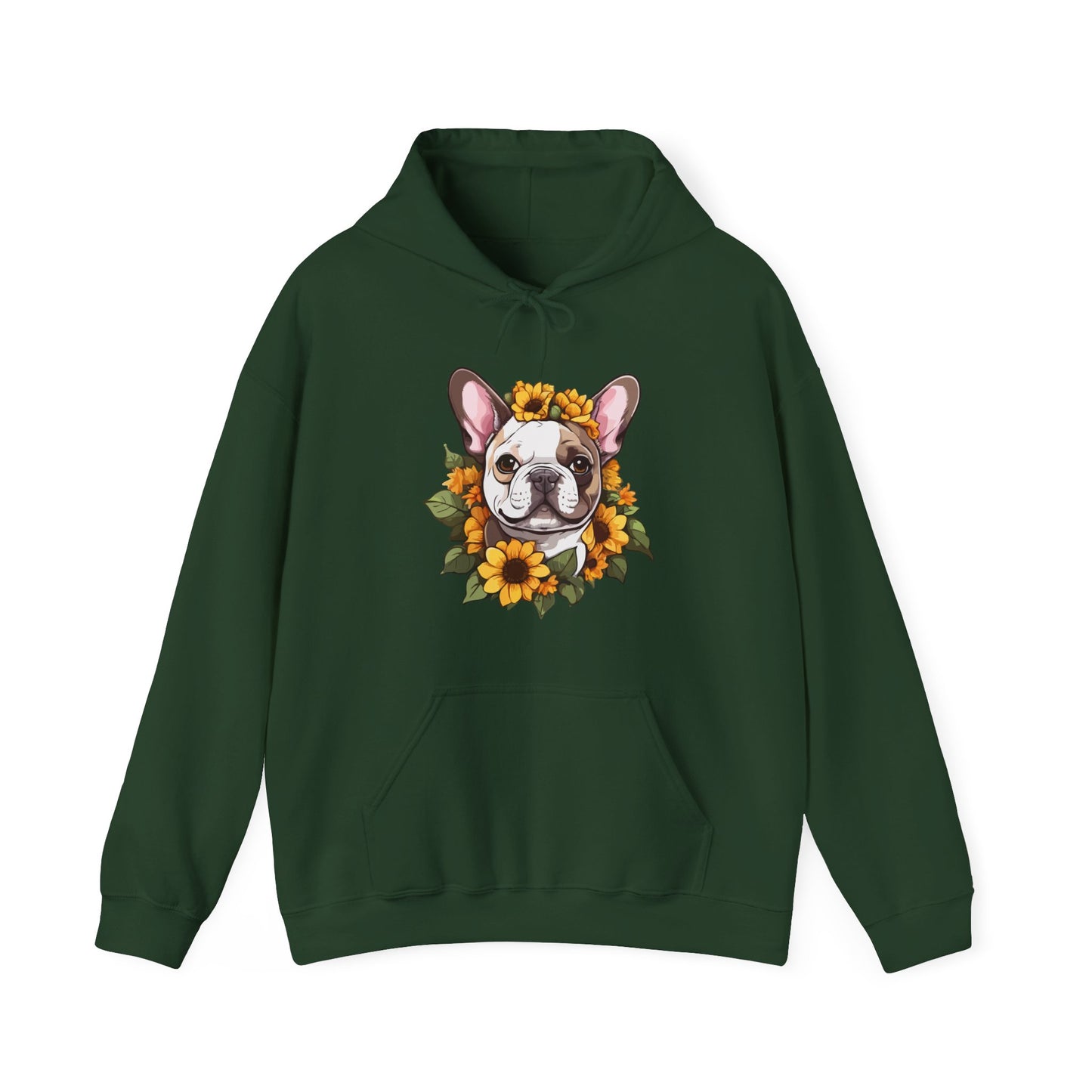 French Bulldog Sunflower Hoodie – Cute Bonjour Frenchie Pullover for Dog Lovers, Cozy Floral Gift for Pet Owners