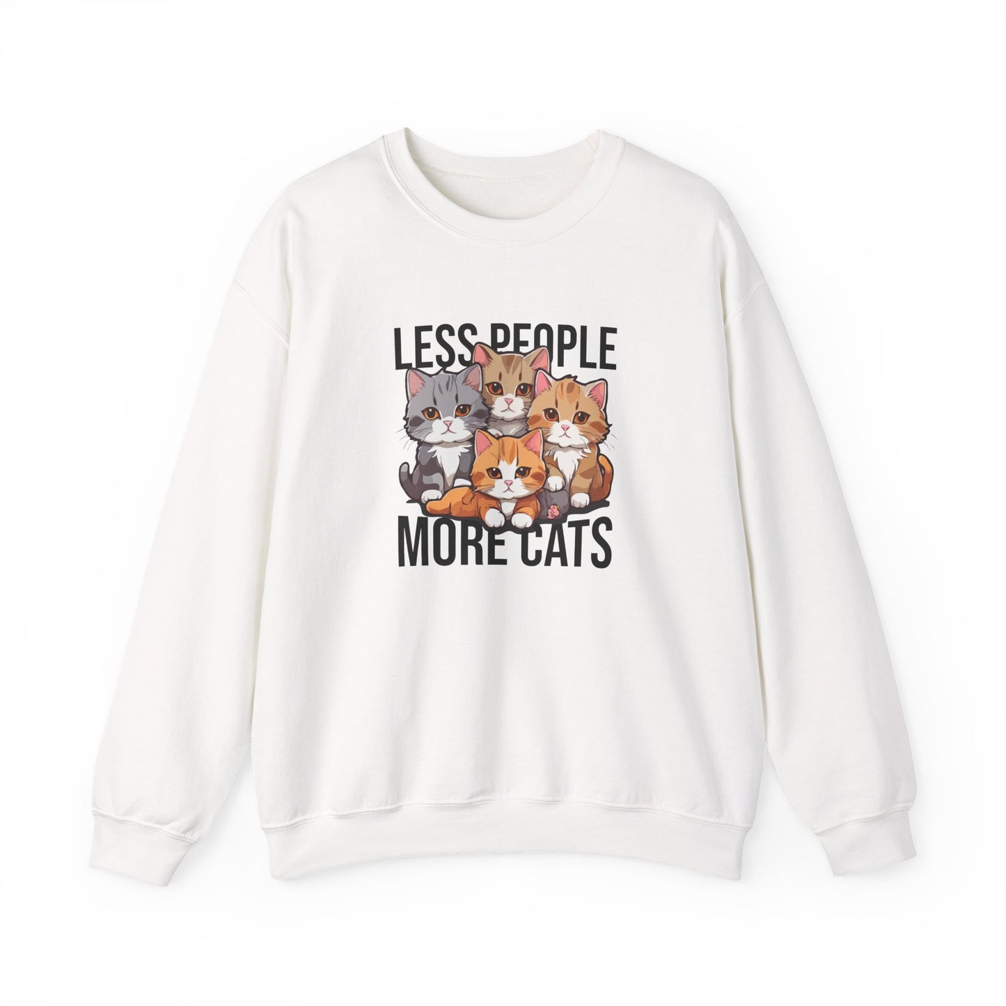 Less People More Cats Sweatshirt – Funny Cat Lover Gift for Introverts, Pet Parents & Anti-Social Cat Moms