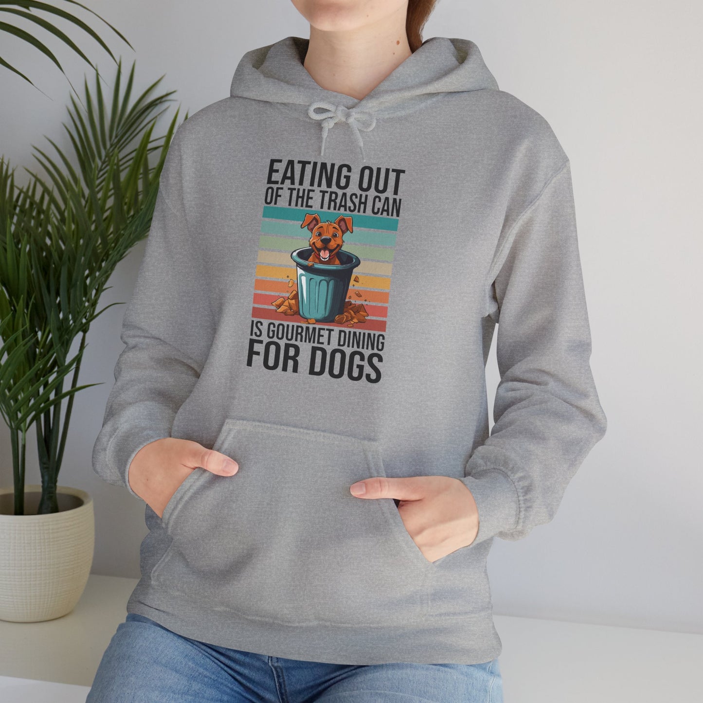 Trash Can Gourmet Dog Hoodie – Funny Dog Graphic Tee for Pet Lovers, Cozy Furparent Unisex Pullover Gift