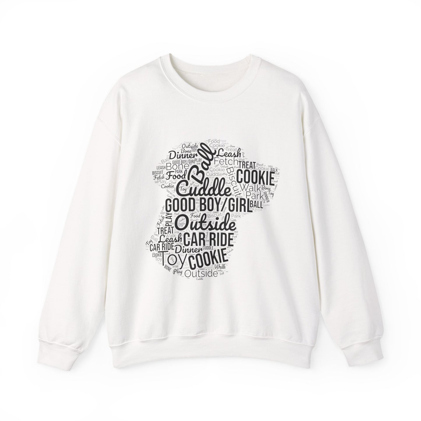 Dog Word Cloud Sweatshirt – Funny Pullover for Dog Lovers, Cozy Unisex Crewneck, Perfect Gift for Pet Owners