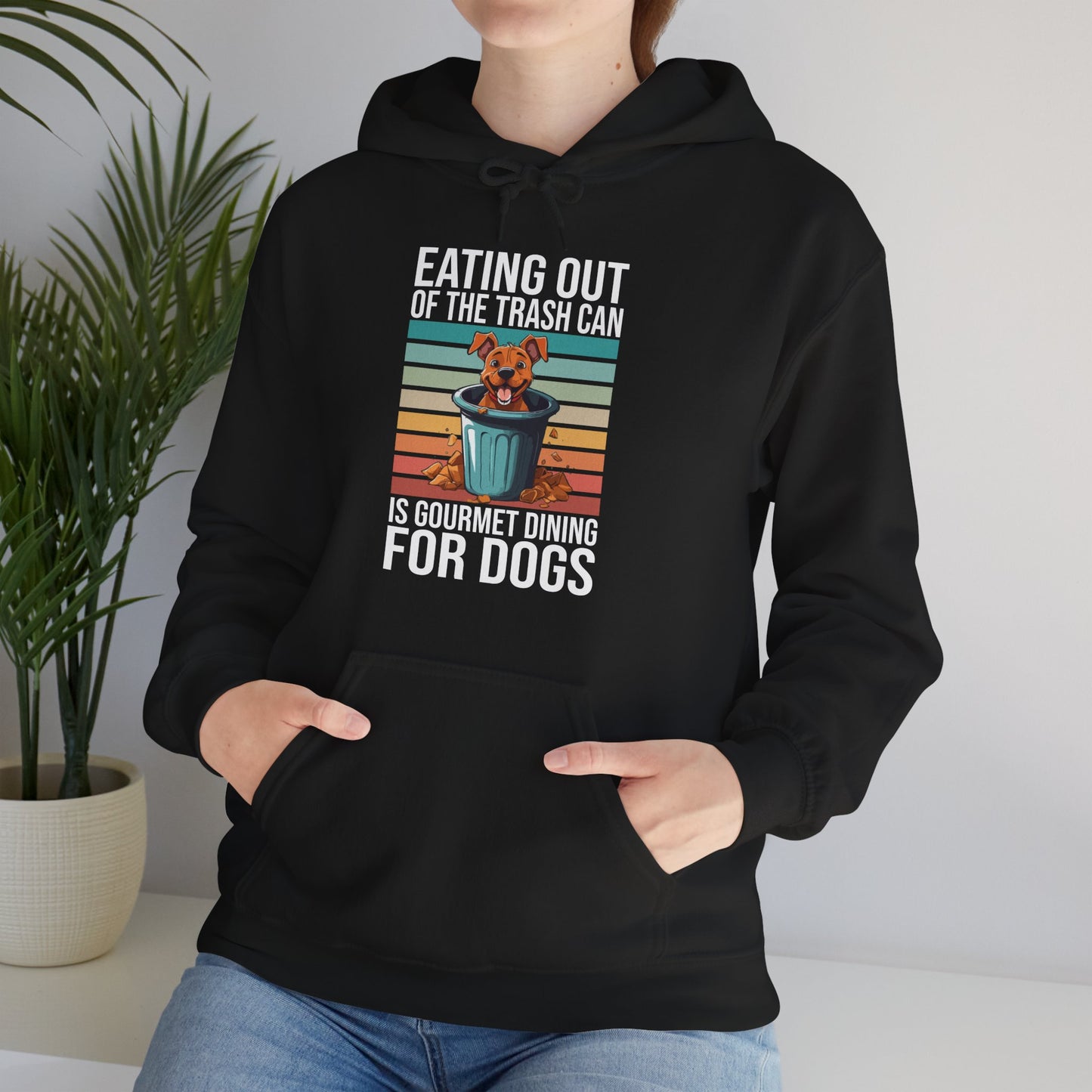 Trash Can Gourmet Dog Hoodie – Funny Dog Graphic Tee for Pet Lovers, Cozy Furparent Unisex Pullover Gift