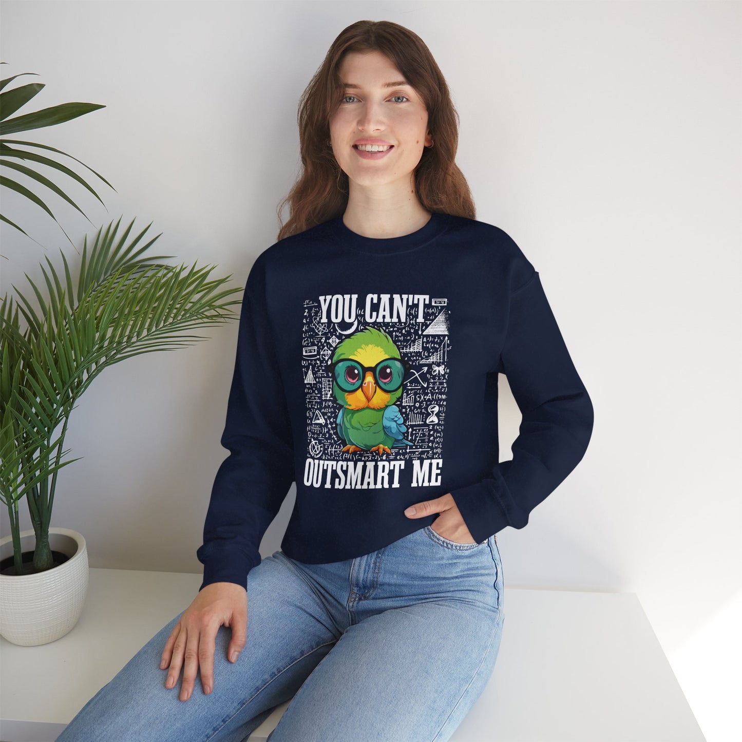 “You Can’t Outsmart Me” Parrot Sweatshirt – Funny Smart Bird Lover Gift, Intelligent Parrot Apparel, Unique Pet Bird Sweater