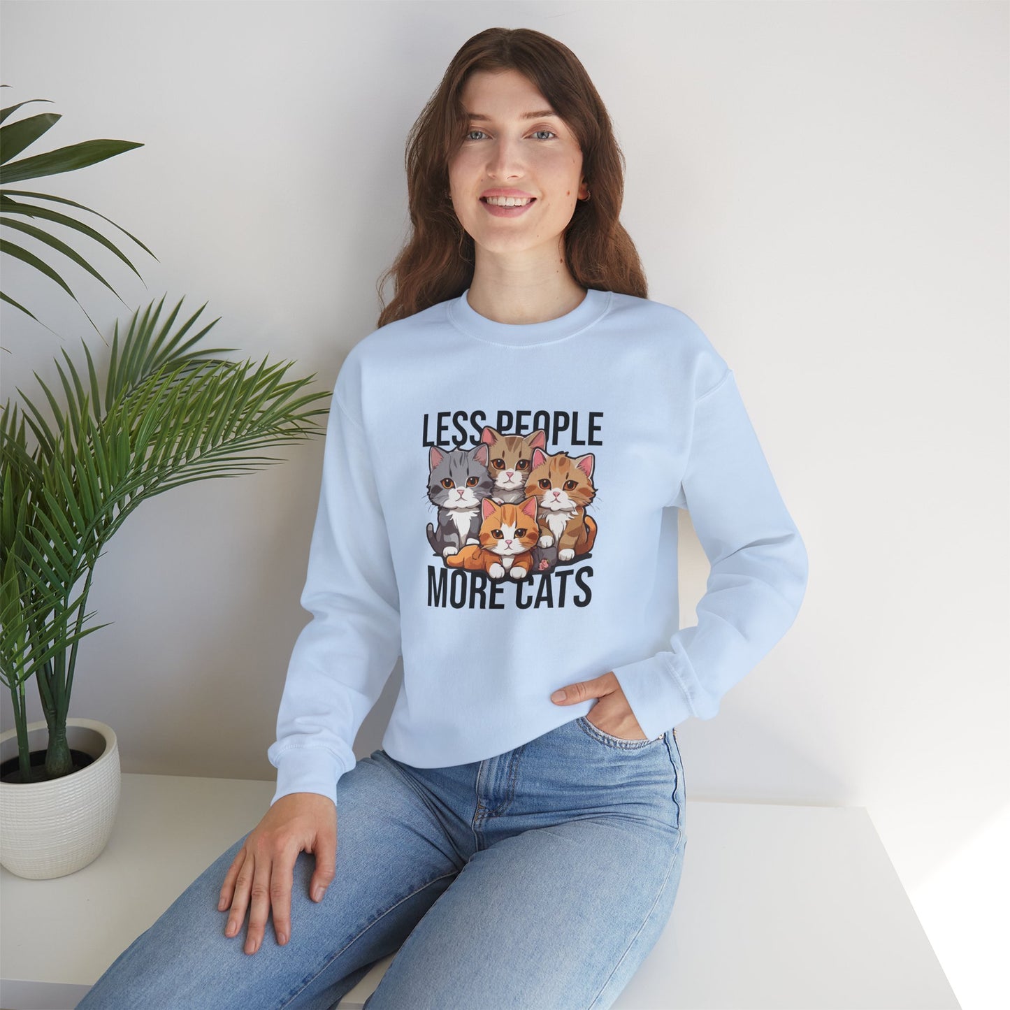 Less People More Cats Sweatshirt – Funny Cat Lover Gift for Introverts, Pet Parents & Anti-Social Cat Moms