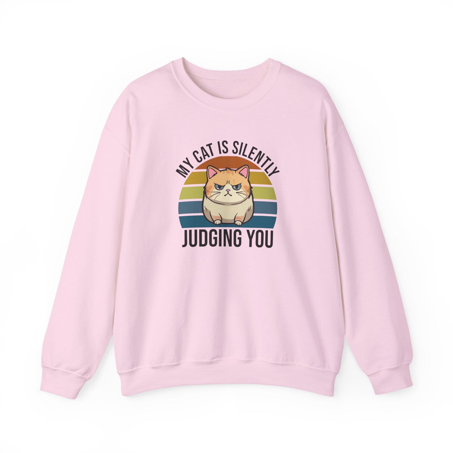 “My Cat Is Silently Judging You” Funny Cat Lover Sweatshirt – Snarky Unisex Pullover Gift for Pet Parents, Introverts & Feline Fans