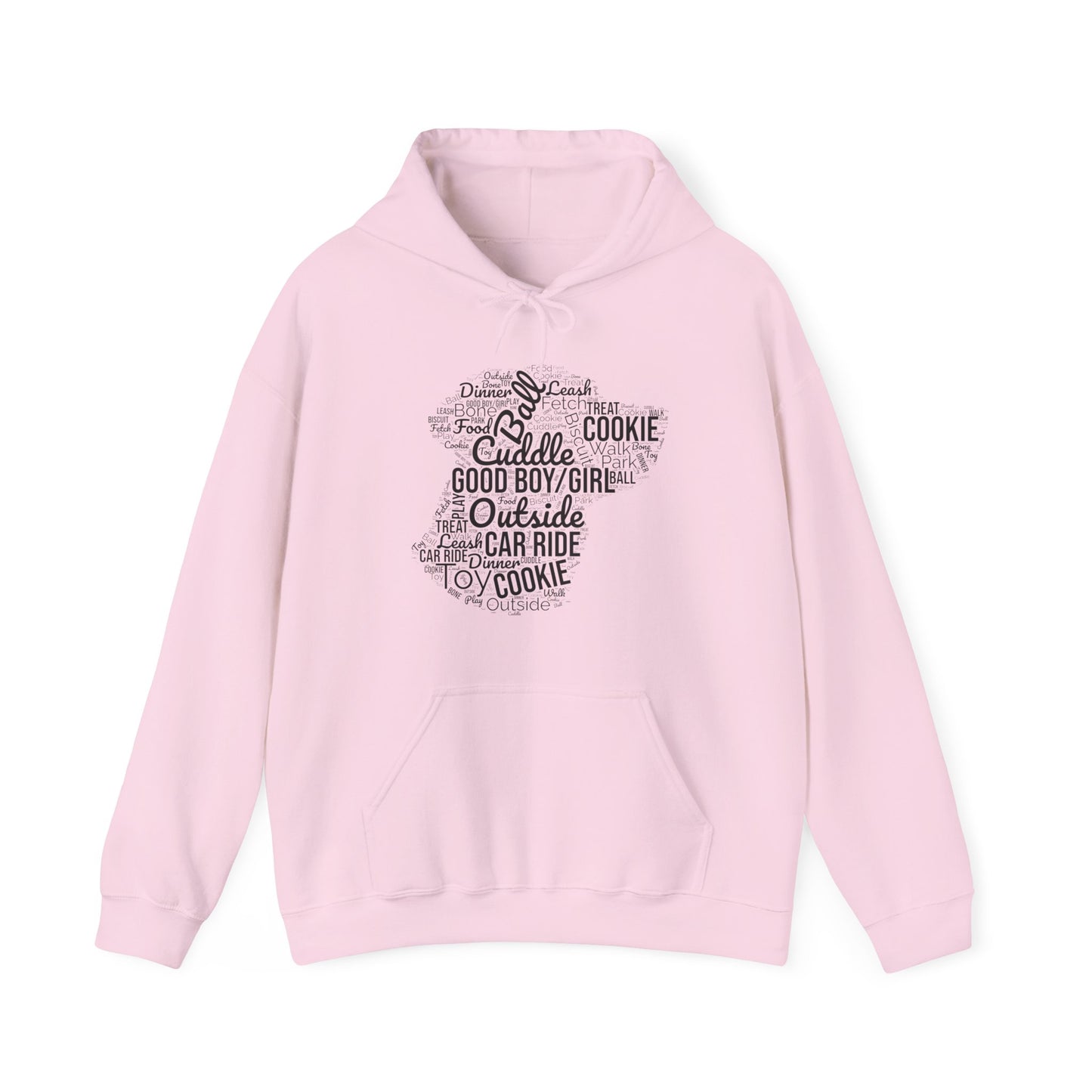 Dog’s Favorite Words Hoodie – Funny Word Cloud Pullover for Dog Lovers, Cute Pet Owner Gift, Cozy Unisex Dog Hoodie