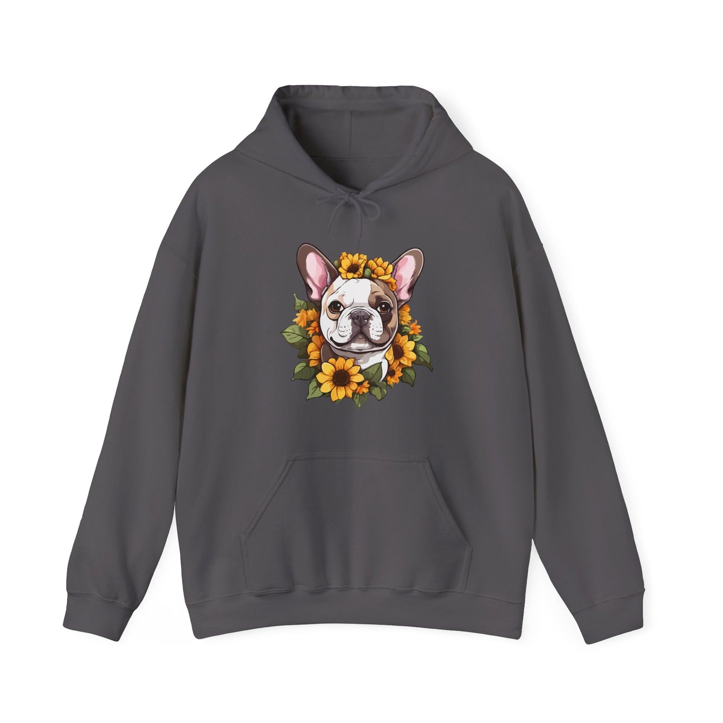French Bulldog Sunflower Hoodie – Cute Bonjour Frenchie Pullover for Dog Lovers, Cozy Floral Gift for Pet Owners