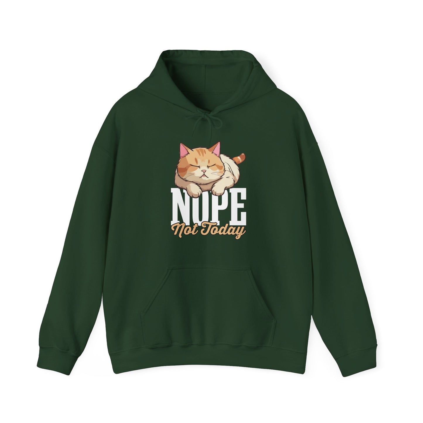 Funny Lazy Cat Hoodie – “Nope, Not Today” Quote Pullover for Cat Lovers, Introverts & Nap Queens