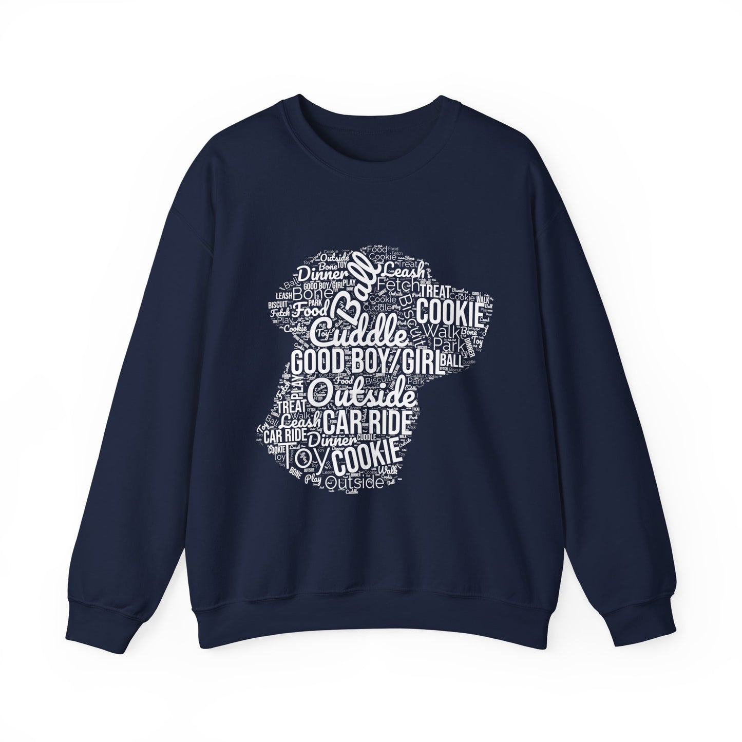 Dog Word Cloud Sweatshirt – Funny Pullover for Dog Lovers, Cozy Unisex Crewneck, Perfect Gift for Pet Owners