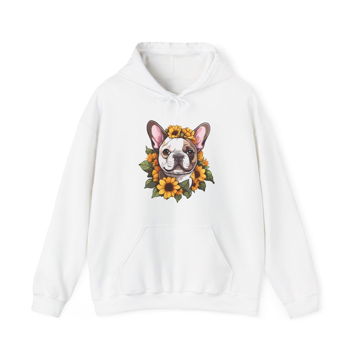French Bulldog Sunflower Hoodie – Cute Bonjour Frenchie Pullover for Dog Lovers, Cozy Floral Gift for Pet Owners