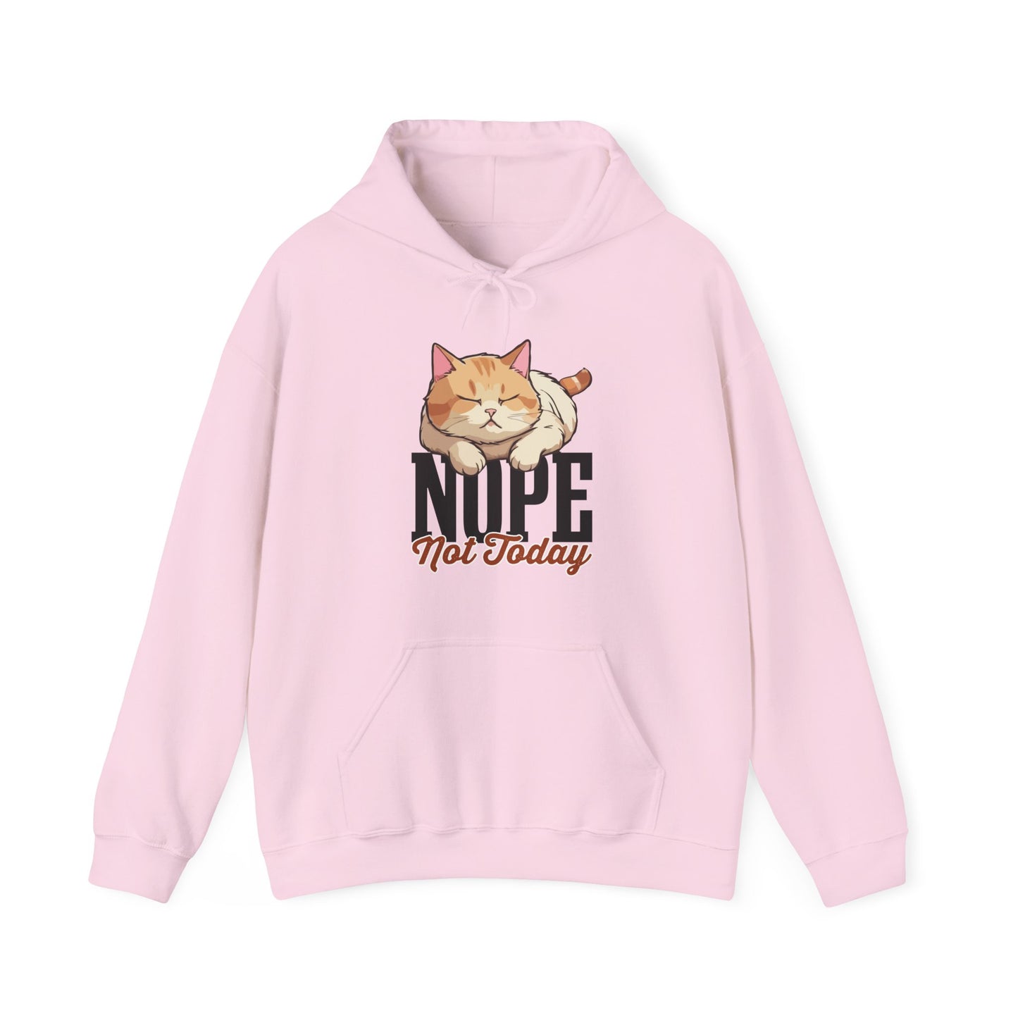 Funny Lazy Cat Hoodie – “Nope, Not Today” Quote Pullover for Cat Lovers, Introverts & Nap Queens
